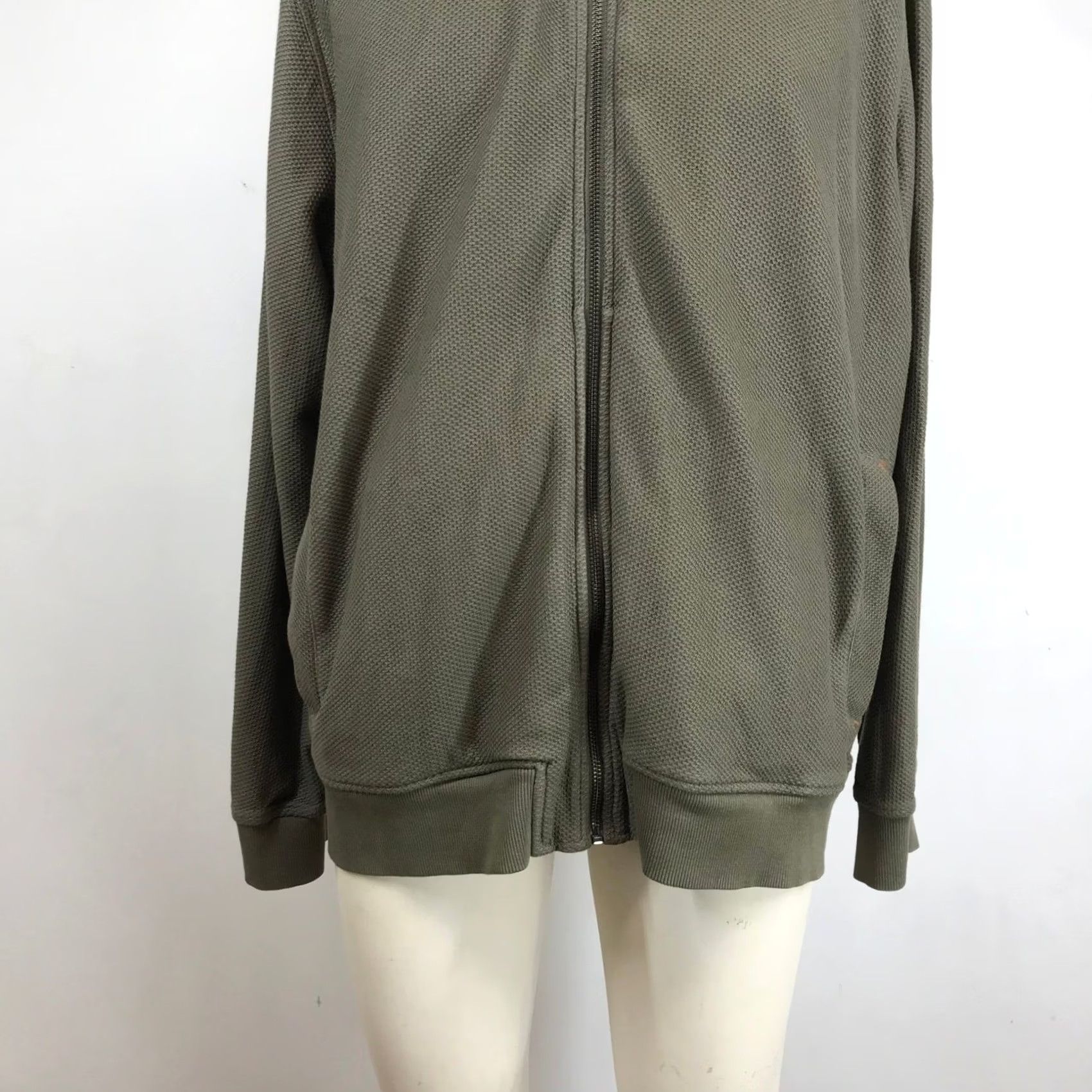 Banana Republic Banana Republic Mens XXL Olive Green Textured Cotton Full Zip Mock Neck Sweater Size US XXL / EU 58 / 5 - 3 Thumbnail