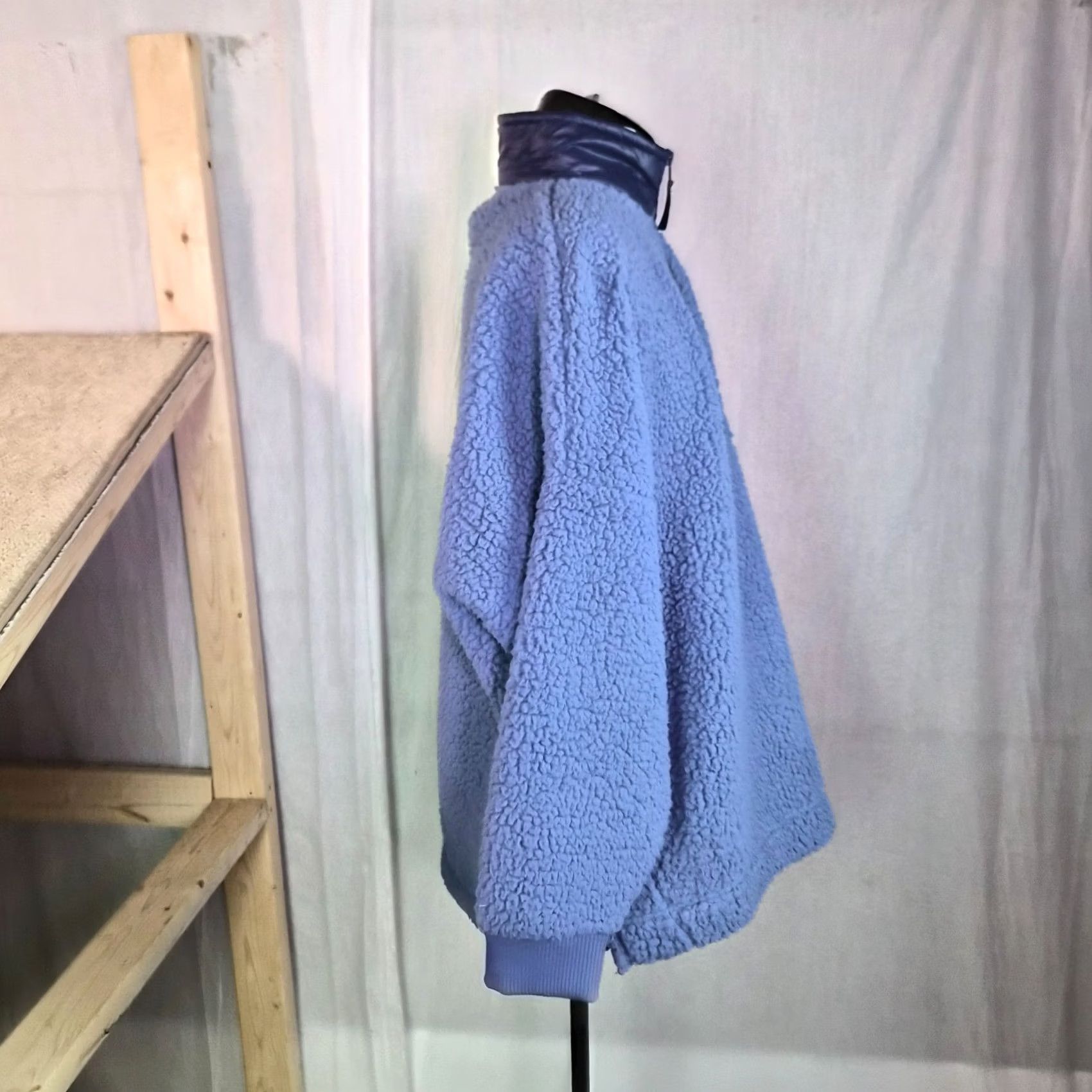 Vintage Aerie Women's XL Blue Sherpa 1/4 Zip Fleece Pullover Oversized Sweatshirt Cardigan? Size XL / US 12-14 / IT 48-50 - 3 Thumbnail