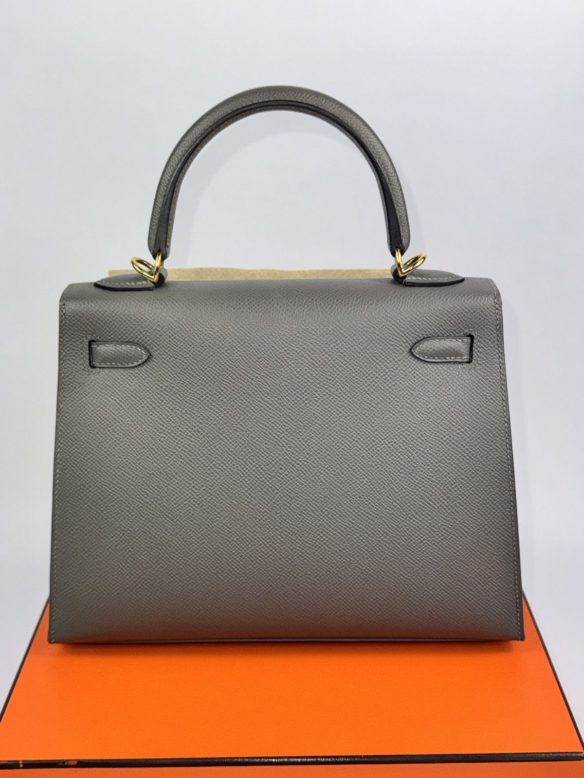 Hermes HERMES KELLY 25 GRIS MEYER EPSON LEATHER GOLD HARDWARE BAG Size ONE SIZE - 4 Thumbnail