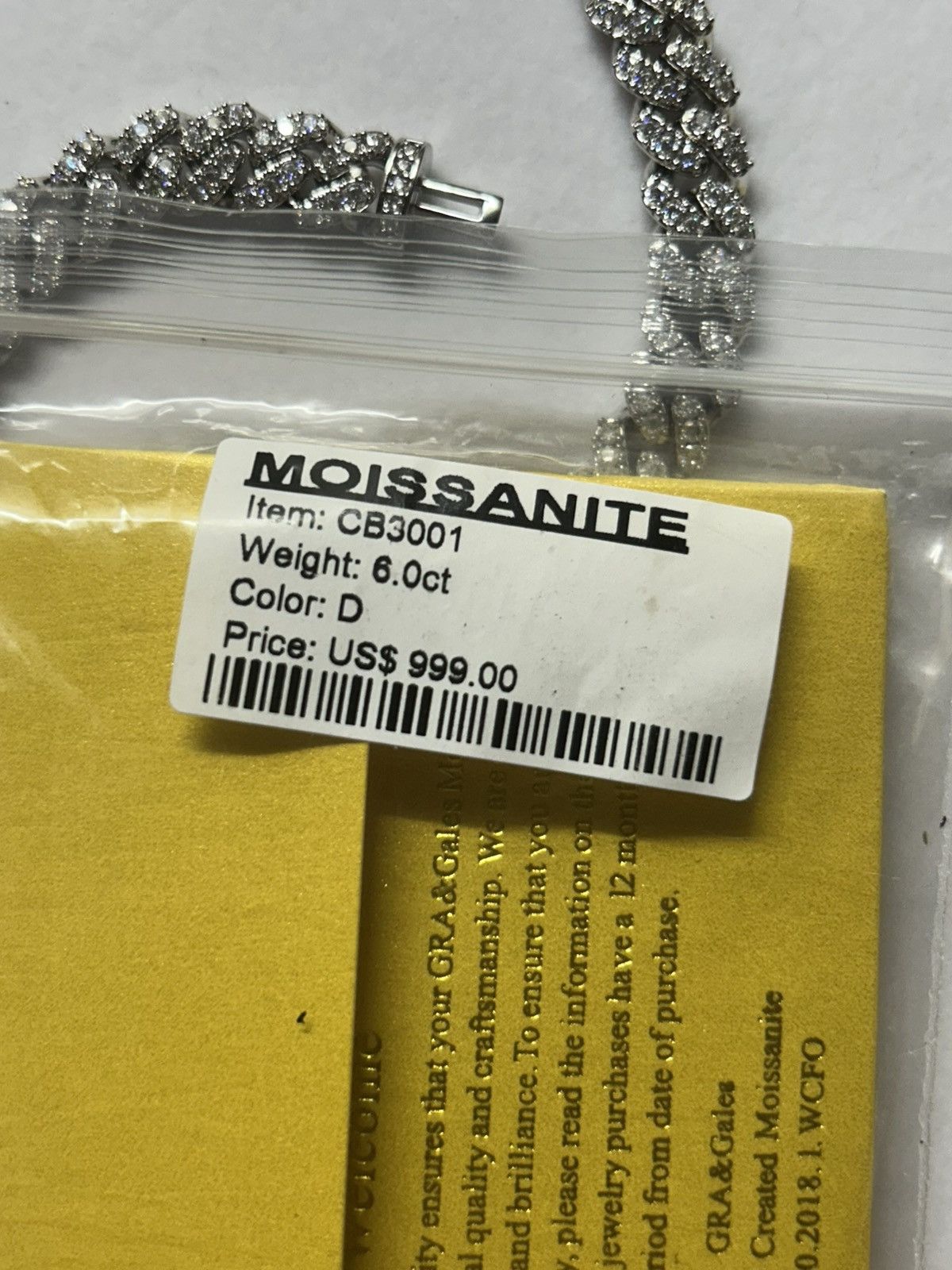 Jewelry 6ct Moissanite Cuban Link Bracelet Size ONE SIZE - 2 Thumbnail