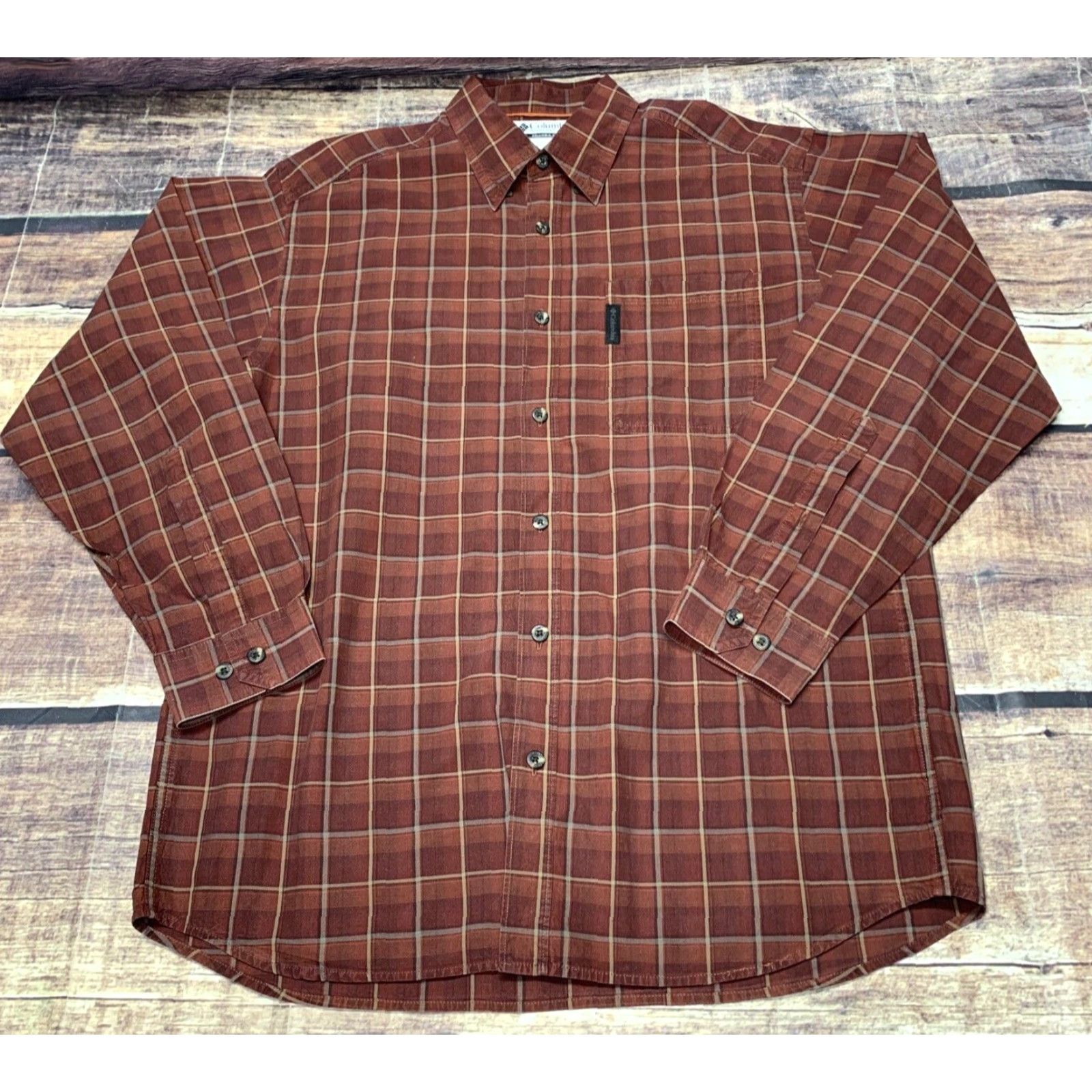 Logo 7 Columbia Mens Long Sleeve Shirt Red Black Maroon Plaid Size M Plaid Logo Size US M / EU 48-50 / 2 - 2 Thumbnail