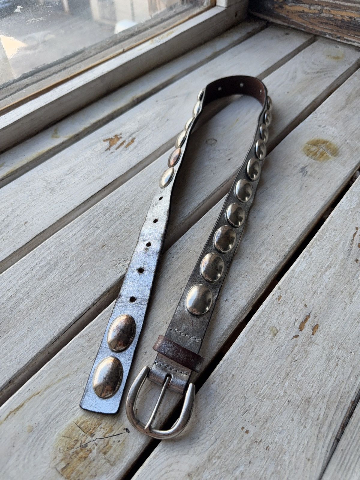 Vintage Japanese Leather Punk Emo Rock Goth Y2K Drill belt