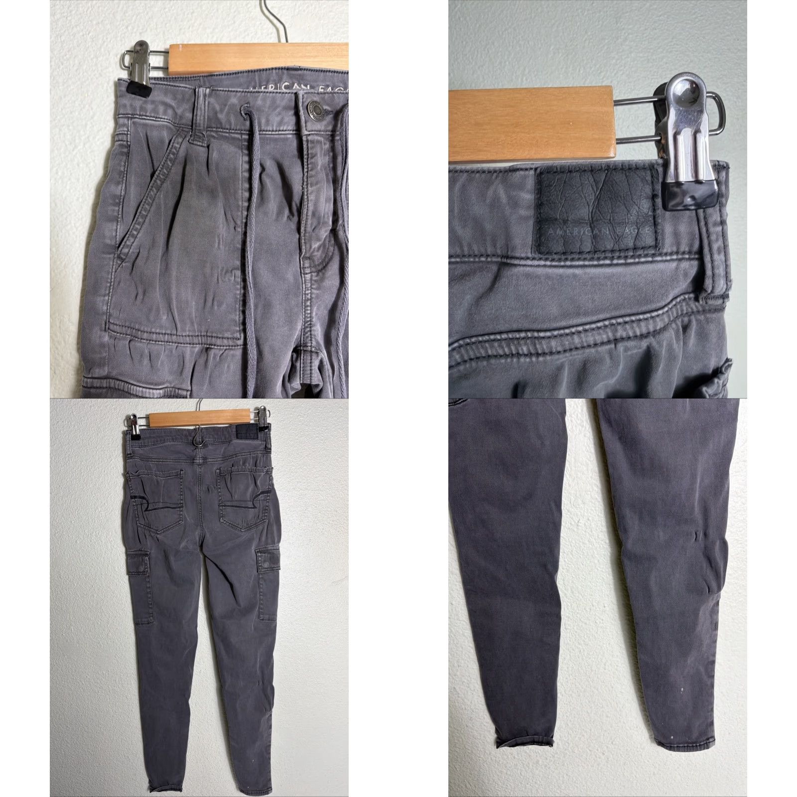 American Eagle Outfitters American Eagle Super Stretch Women’s Jeggings 2 Hi Rise Cargo Gray Flaws 26x28 Size 26" / US 2 / IT 38 - 8 Thumbnail