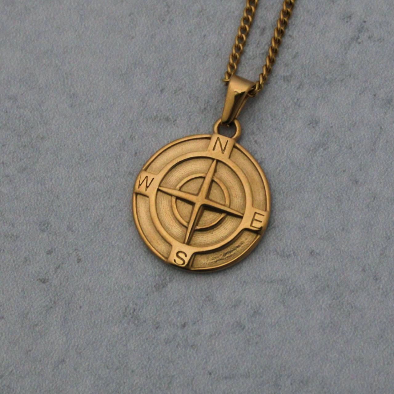 Jewelry Gold Compass Pendant Chain Necklace Size ONE SIZE - 1 Thumbnail