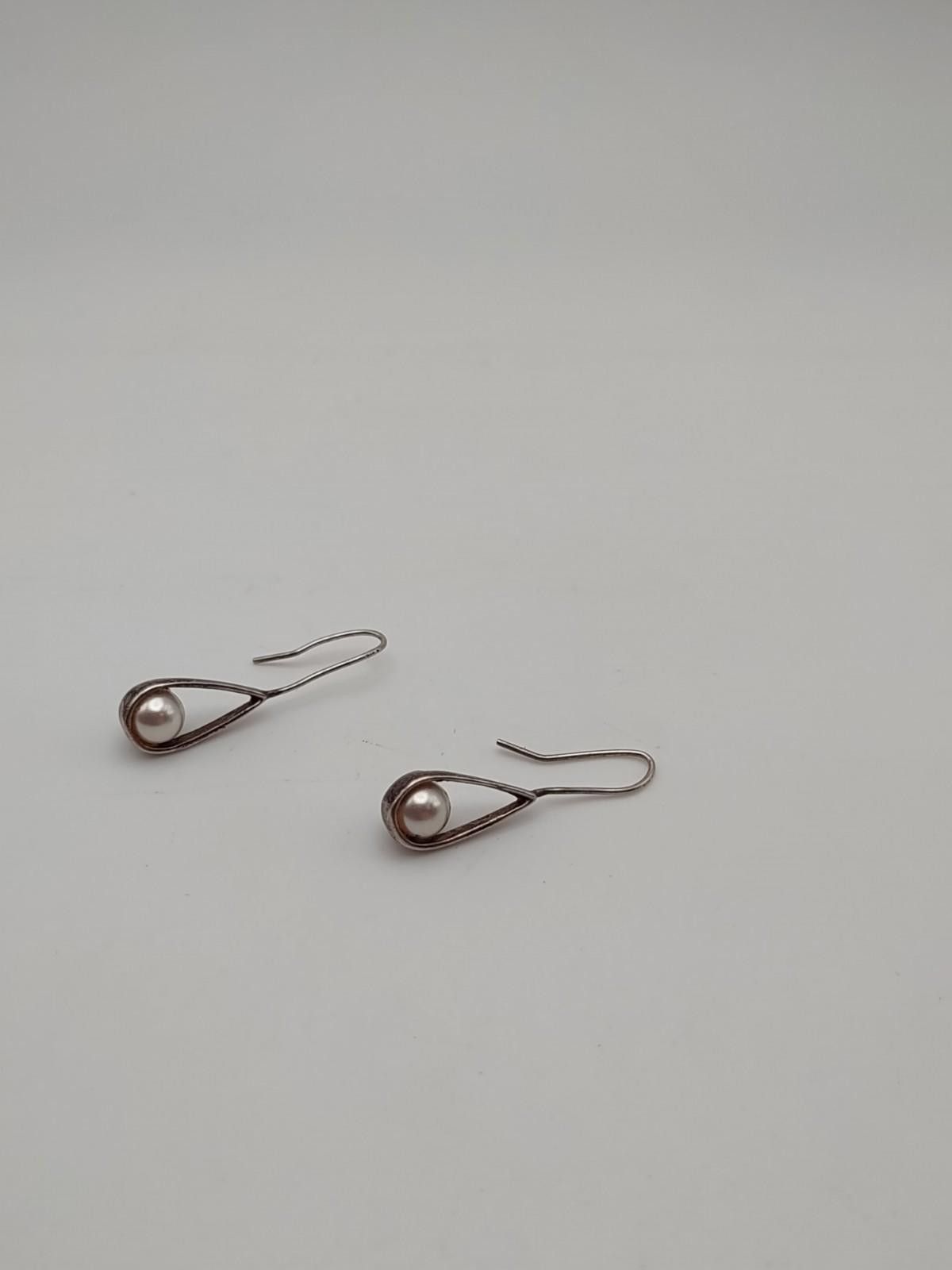 The Unbranded Brand Vintage Sterling Silver Pearl Teardrop Dangle Earrings 925 Size ONE SIZE - 2 Thumbnail