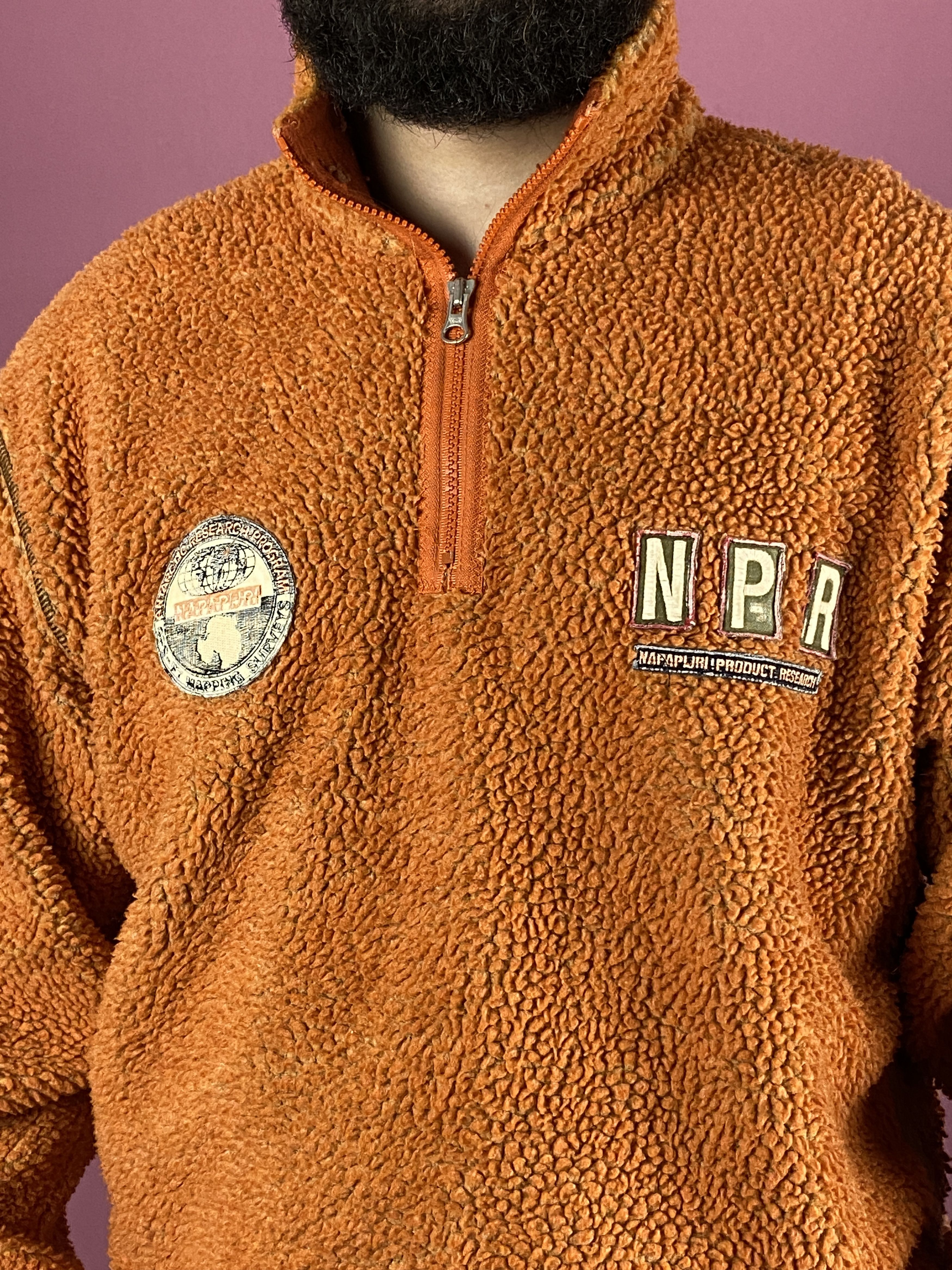 Napapijri × Vintage Napapijri Vintage Men's Quarter Zip Sherpa Fleece - XXL Size US XXL / EU 58 / 5 - 4 Thumbnail