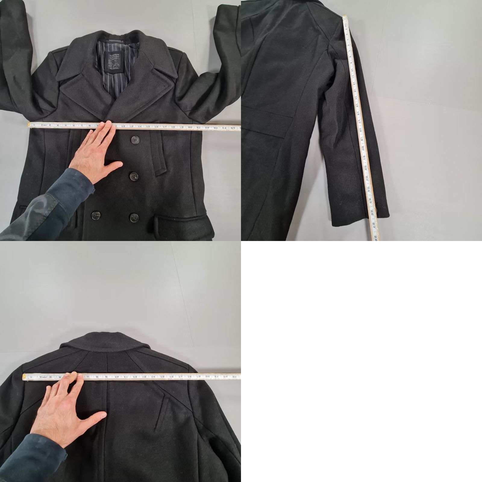 Allsaints AllSaints Mens Coat Black 40 Torrent Wool Double Breasted Peacoat Coat Mens Wool Black 40 AllSaints Size US XXS / EU 40 - 8 Thumbnail