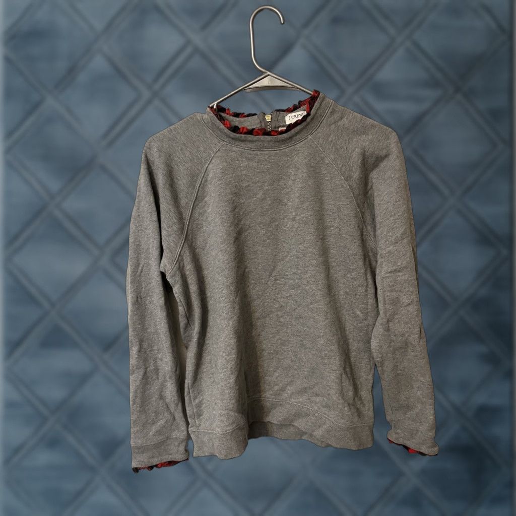 J.Crew J.Crew H0273 Woven Leopard Trim Ruffneck Pull-Over Gray Sweatshirt M Womens Sweatshirt Leopard 90s Vintage Style Basic Size M / US 6-8 / IT 42-44 - 1 Thumbnail