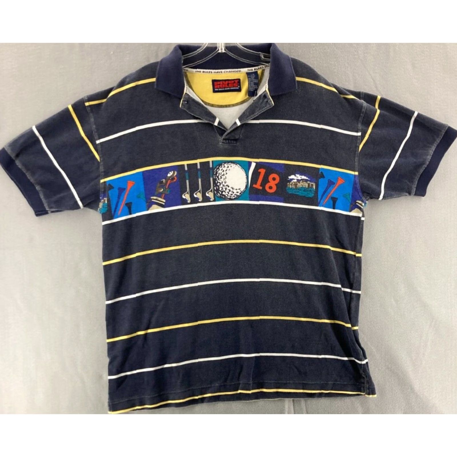 Vintage VINTAGE Pivot Rules Shirt Mens Large Striped Polo Golf Shirt Casual Size US L / EU 52-54 / 3 - 2 Thumbnail