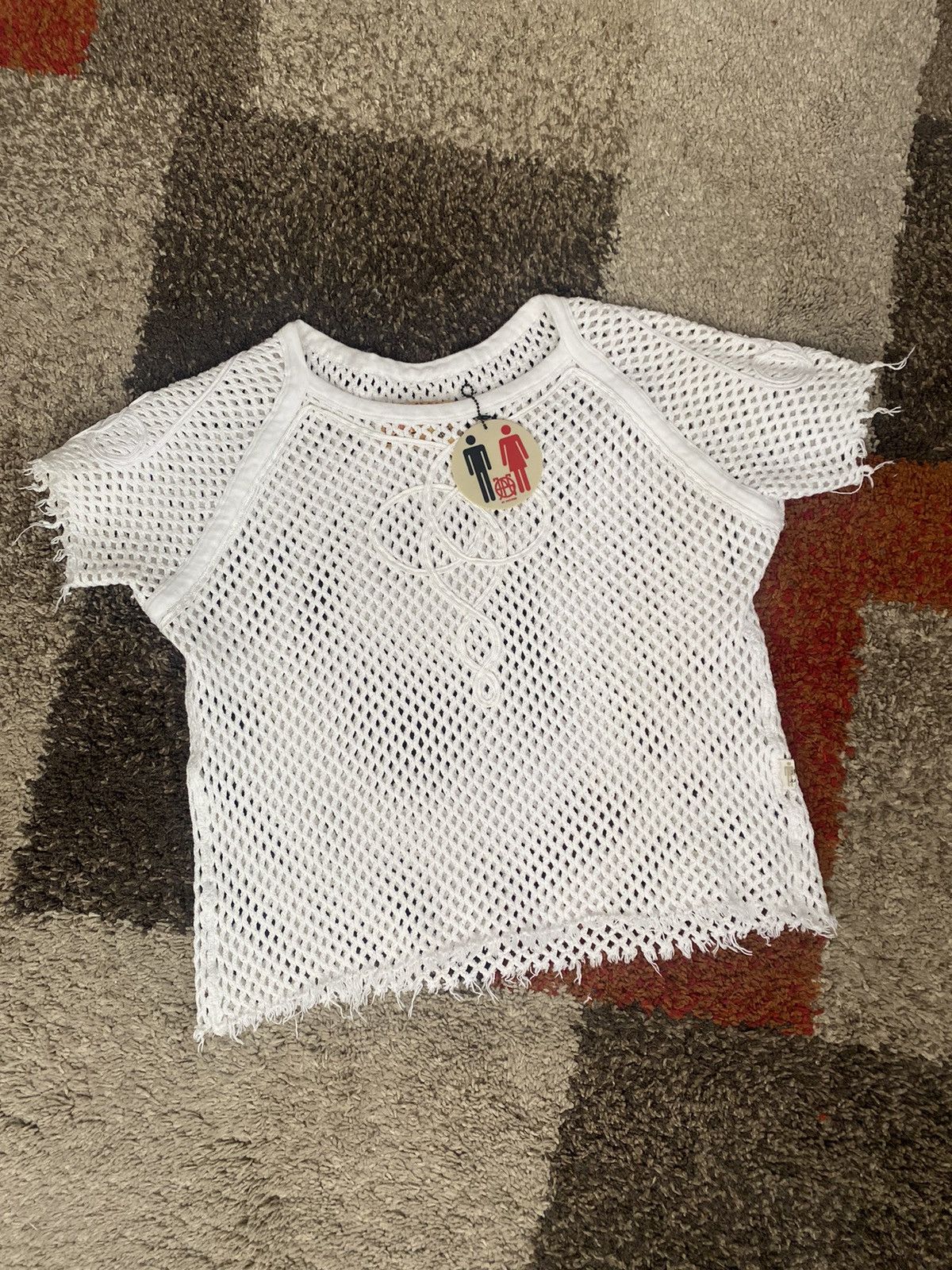 image of Jean Paul Gaultier Mesh Tee in White, Men's (Size Small)