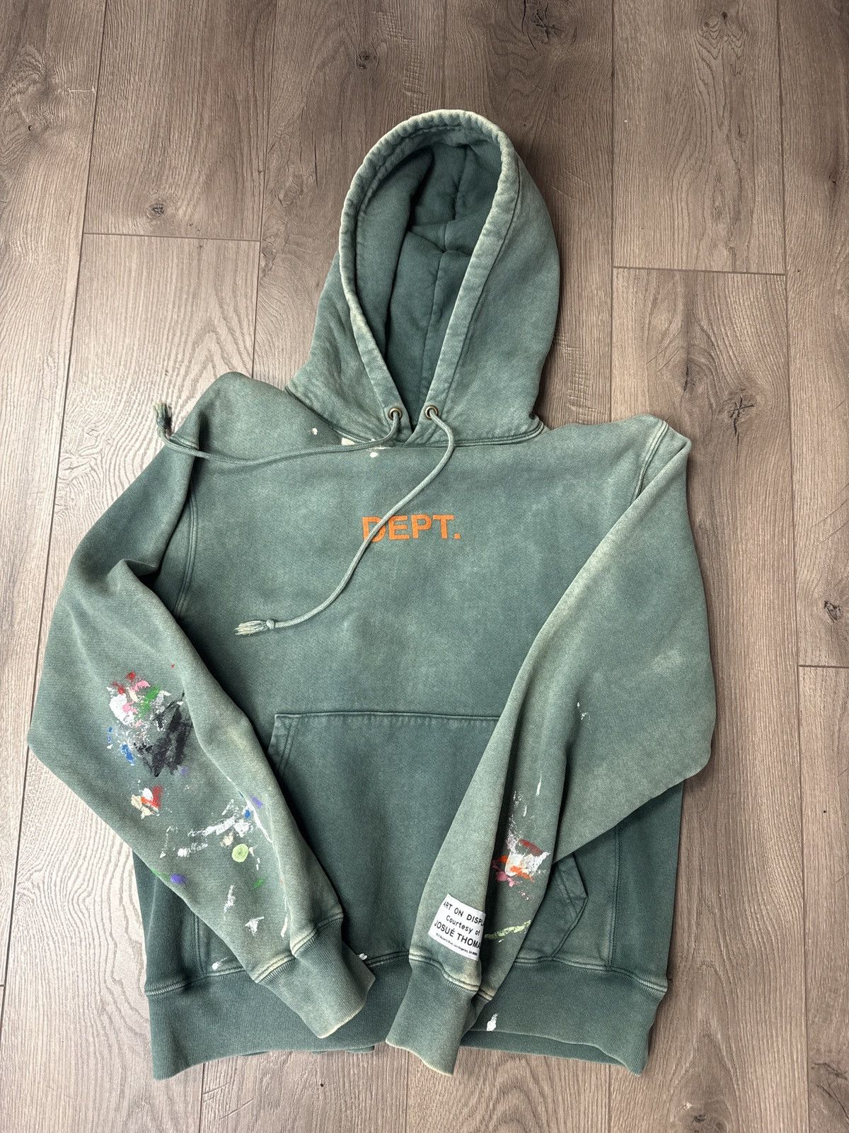 Gallery Dept. Gallery dept center logo paint hooded sweatshirt green med Size US M / EU 48-50 / 2 - 1 Thumbnail