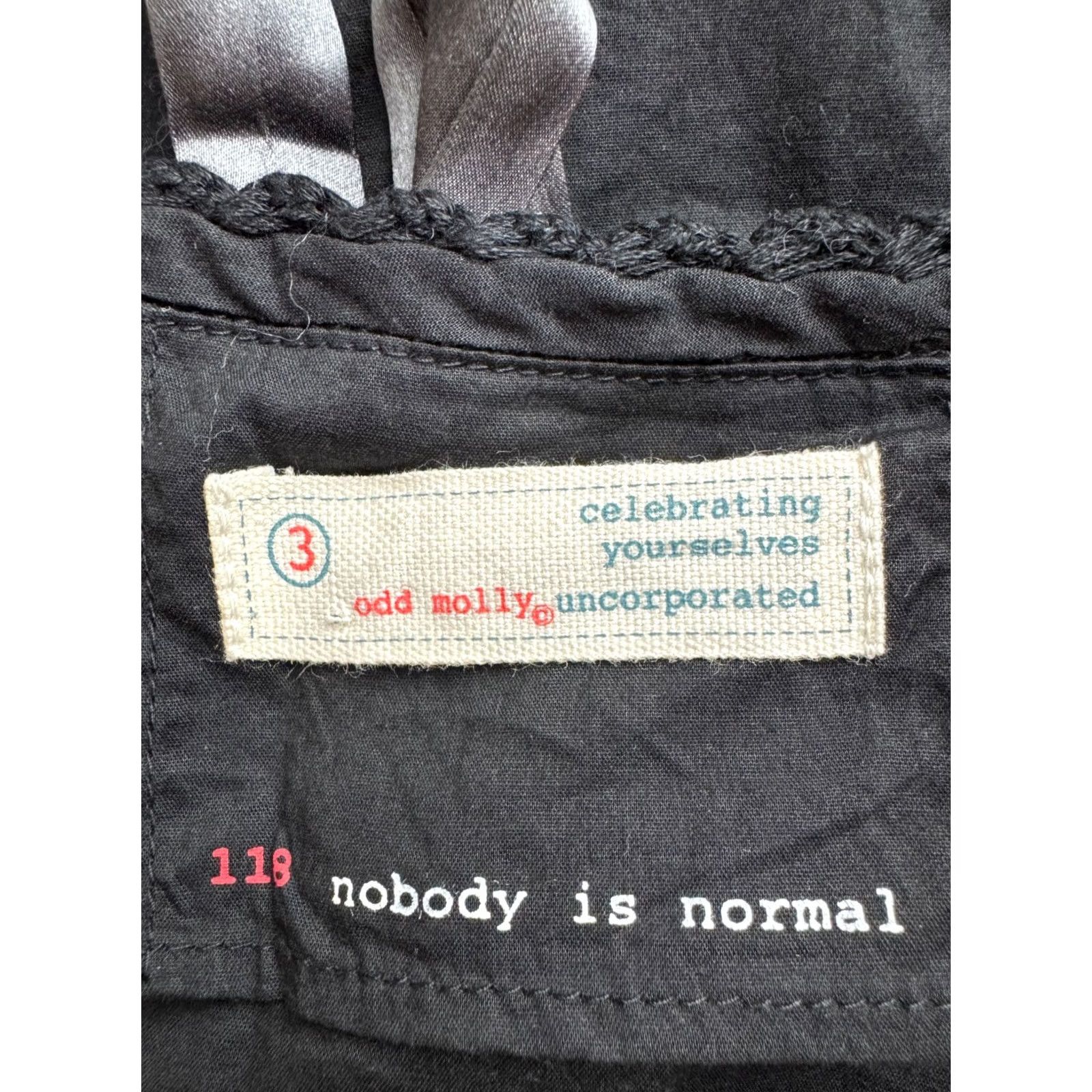 Vintage Odd Molly Blouse Womens Black 3 Long Sleeve Embroidered Cotton Boho Shirt Size XS / US 0-2 / IT 36-38 - 4 Thumbnail