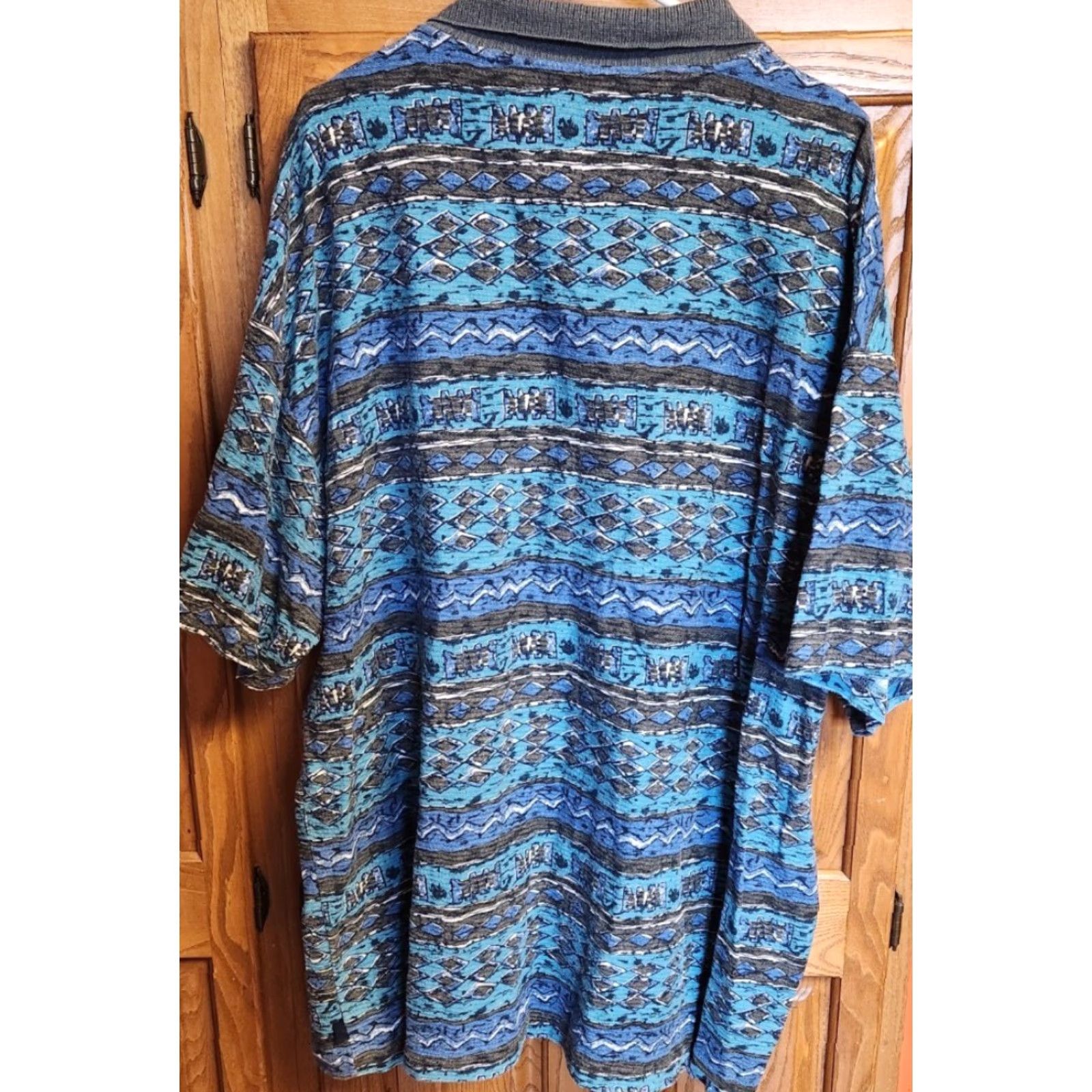 Ocean Pacific VINTAGE Ocean Pacific OP Men's Tribal Argyle Shirt 1/4 Zip Short Sleeve 4X USA Blue and White Polo Shirt Size US XXL / EU 58 / 5 - 5 Thumbnail