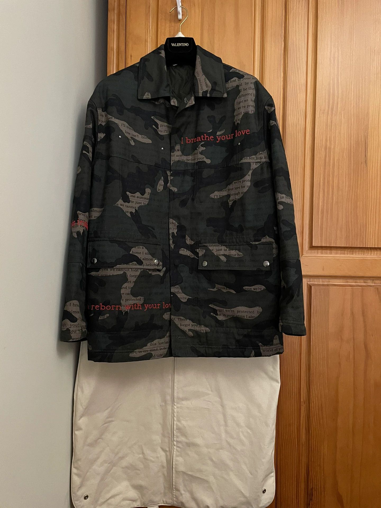 Valentino Valentino Men's Camo Beaded Embroidery Coat Size US XL / EU 56 / 4 - 1 Thumbnail