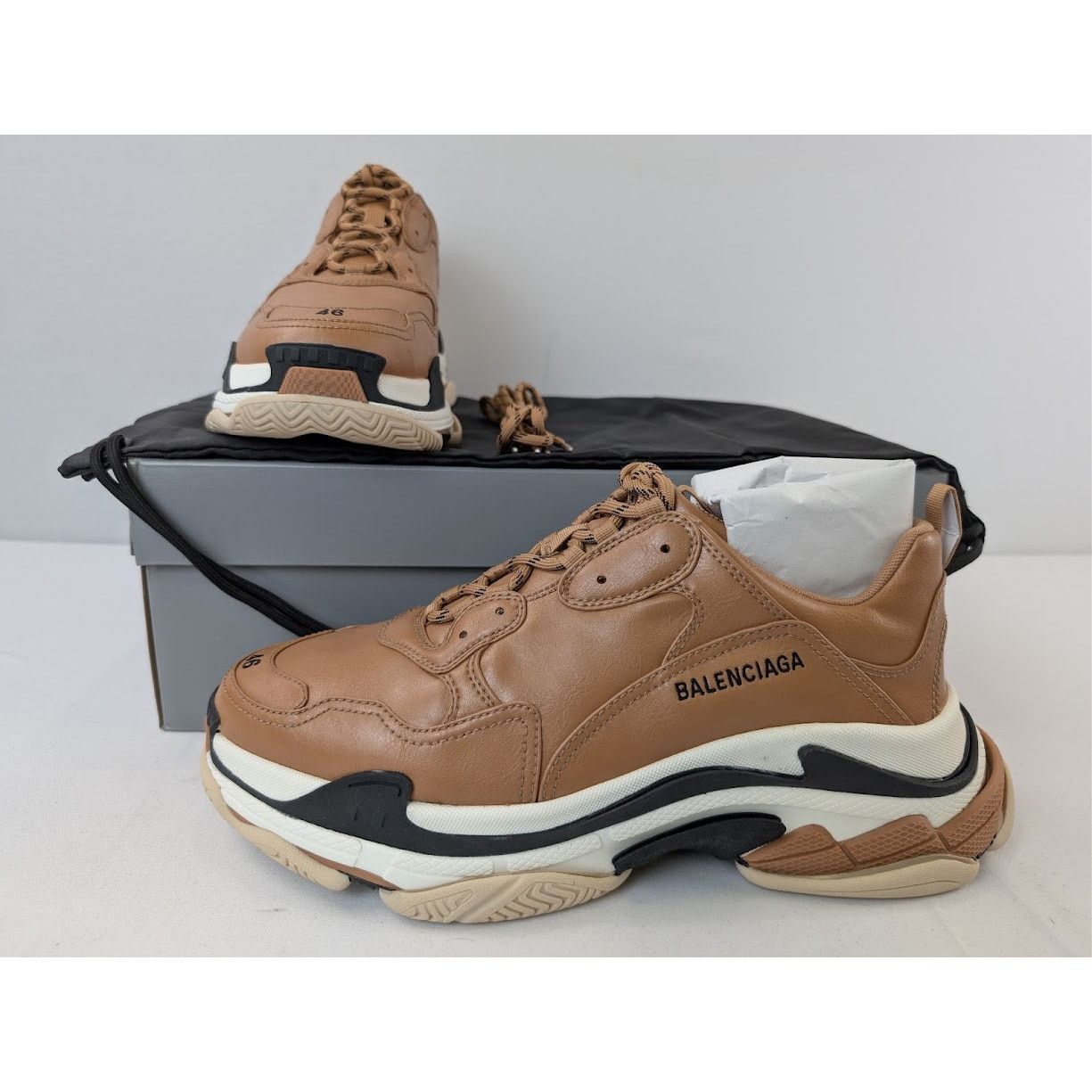 Balenciaga o1rshd1 Triple S Logo Type Sneakers in Nude Beige/Sand Size US 13 / EU 46 - 17 Thumbnail