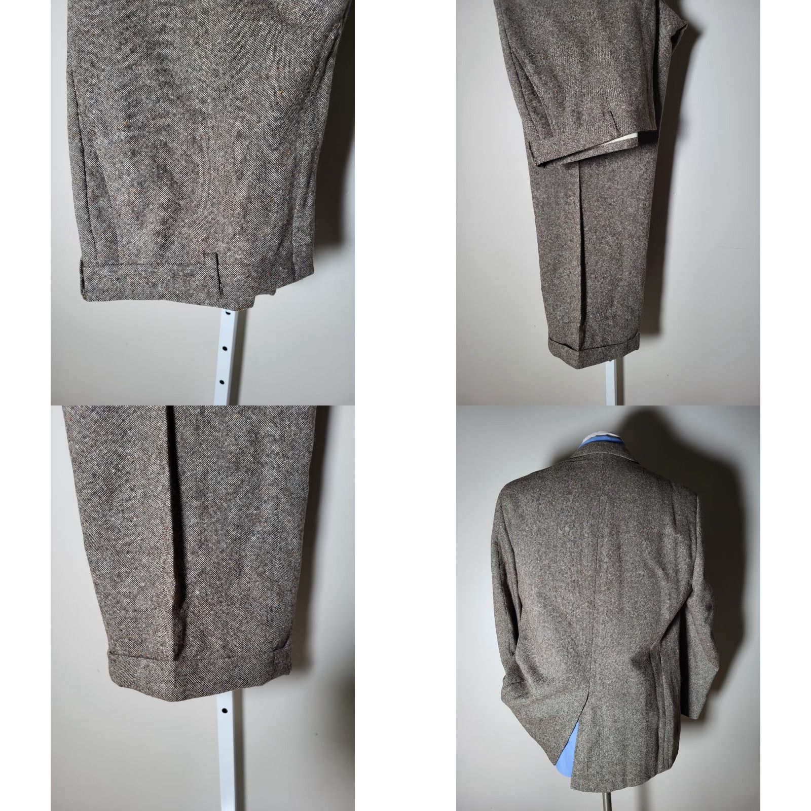 Vintage VINTAGE Unbranded 2 Piece Wool Tweed Suit Brown Check Long 46L Mens Size 46R - 8 Thumbnail