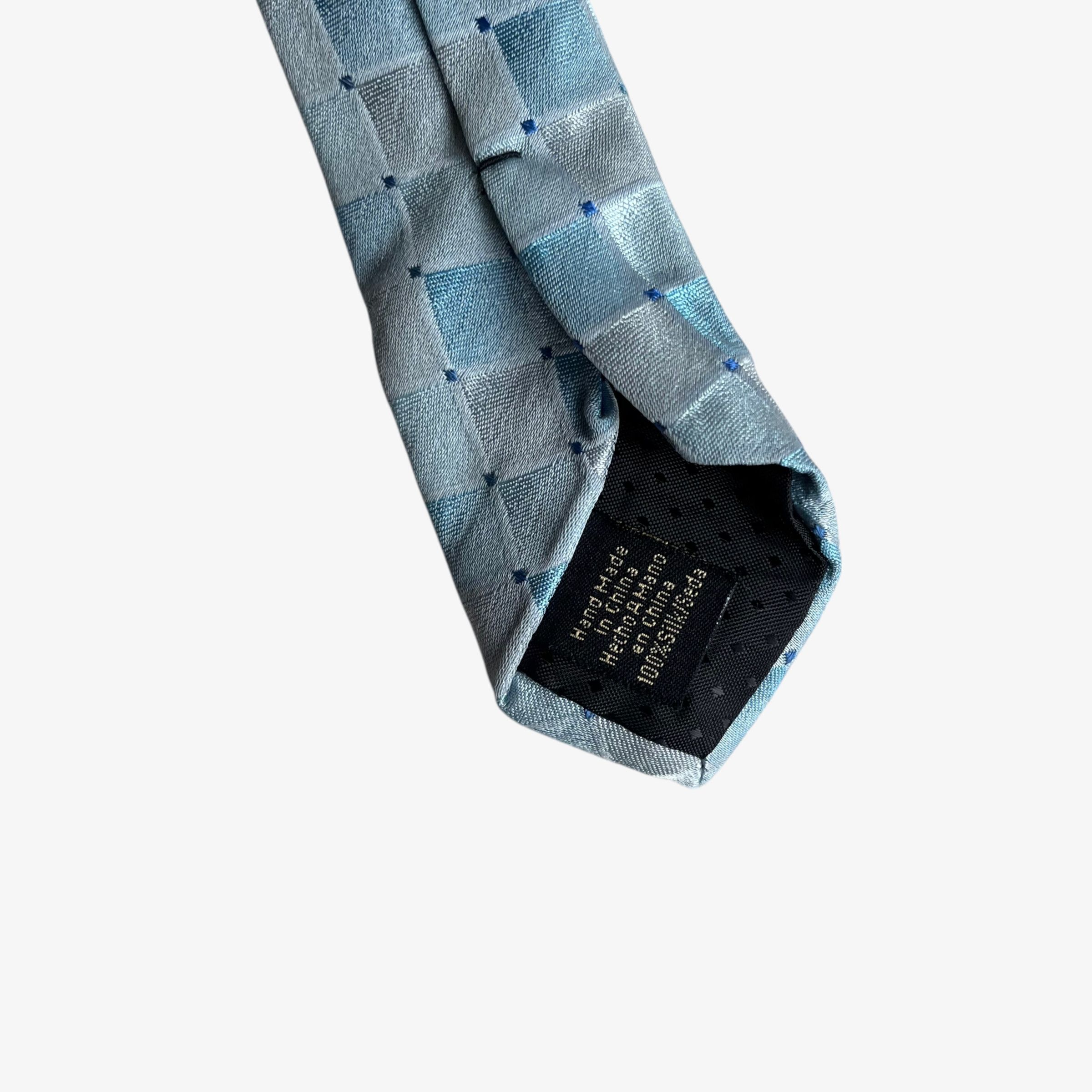 Van Heusen Vintage 90s Van Heusen Geometric Square Print Blue Silk Tie Size ONE SIZE - 3 Thumbnail
