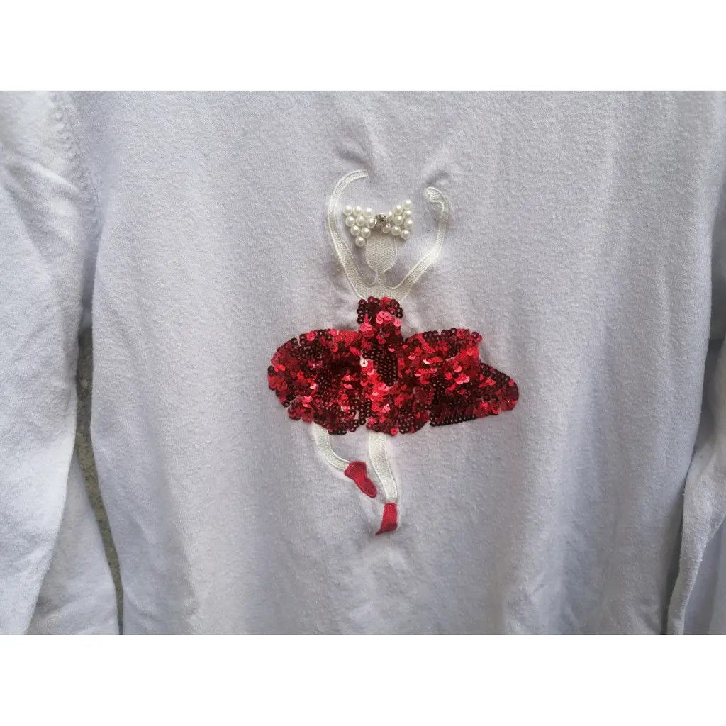 Other White Ballerina Sequin Long Sleeve Top Size S / US 4 / IT 40 - 2 Thumbnail