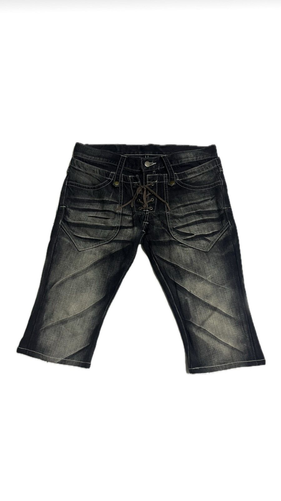 If Six Was Nine Vintage Tornado Mart Double Waist Goth Short Size US 33 - 2 Thumbnail