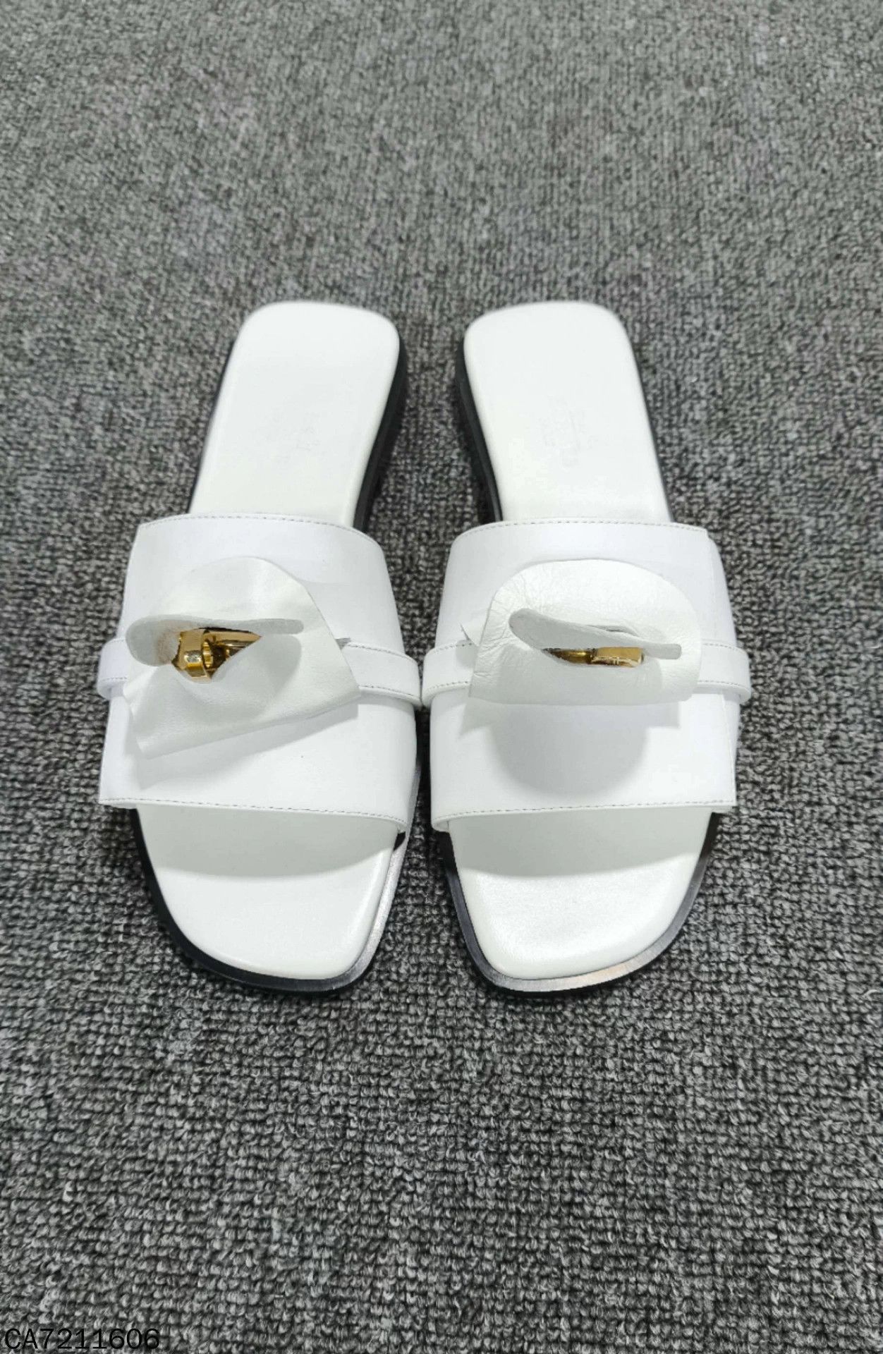 Hermes HERMES white kelly silver buckle slide sandals 37 Size US 6 / IT 36 - 2 Thumbnail