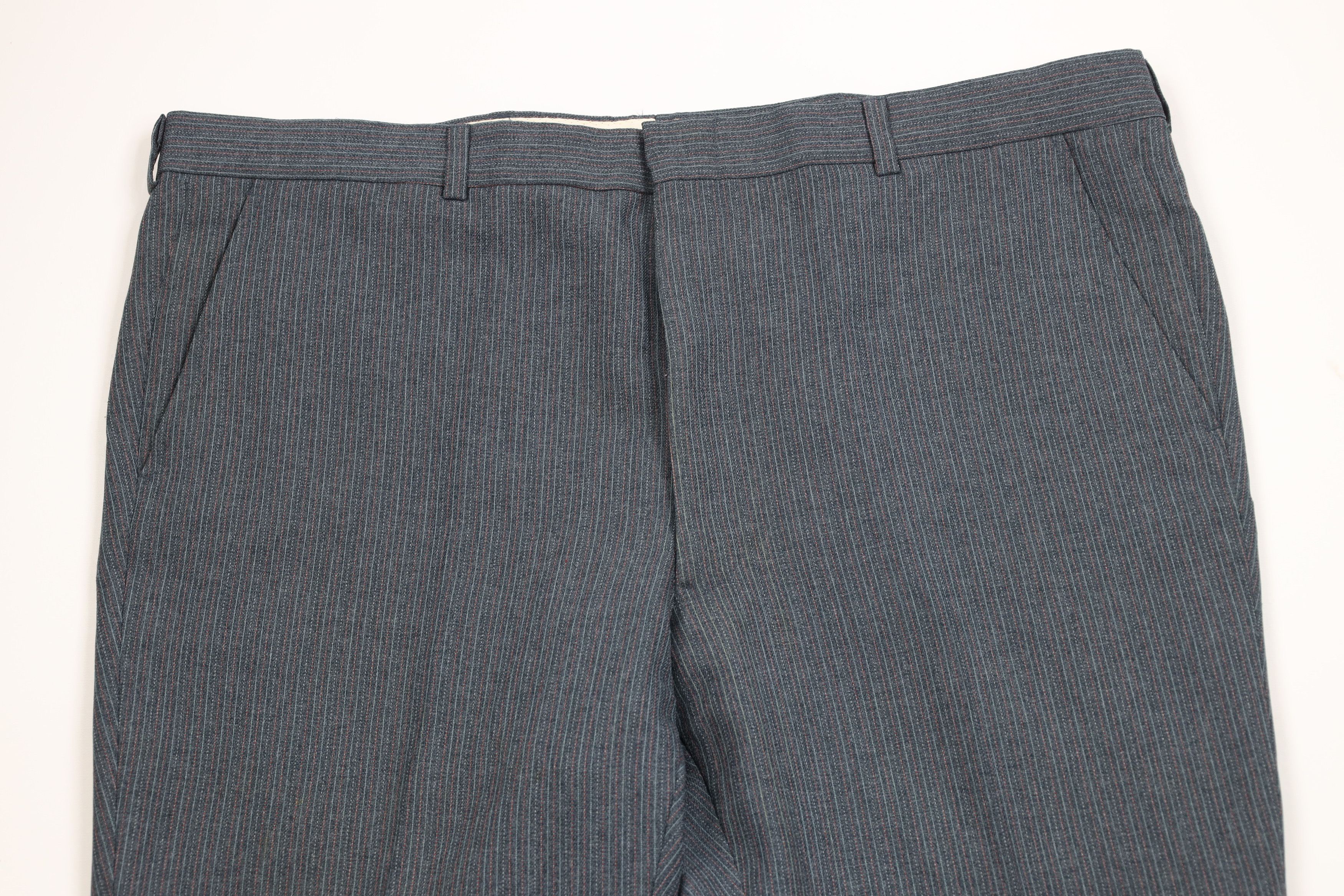 Vintage Vintage 70s Streetwear Pinstriped Knit Wide Leg Chino Pants Size US 42 / EU 58 - 2 Thumbnail