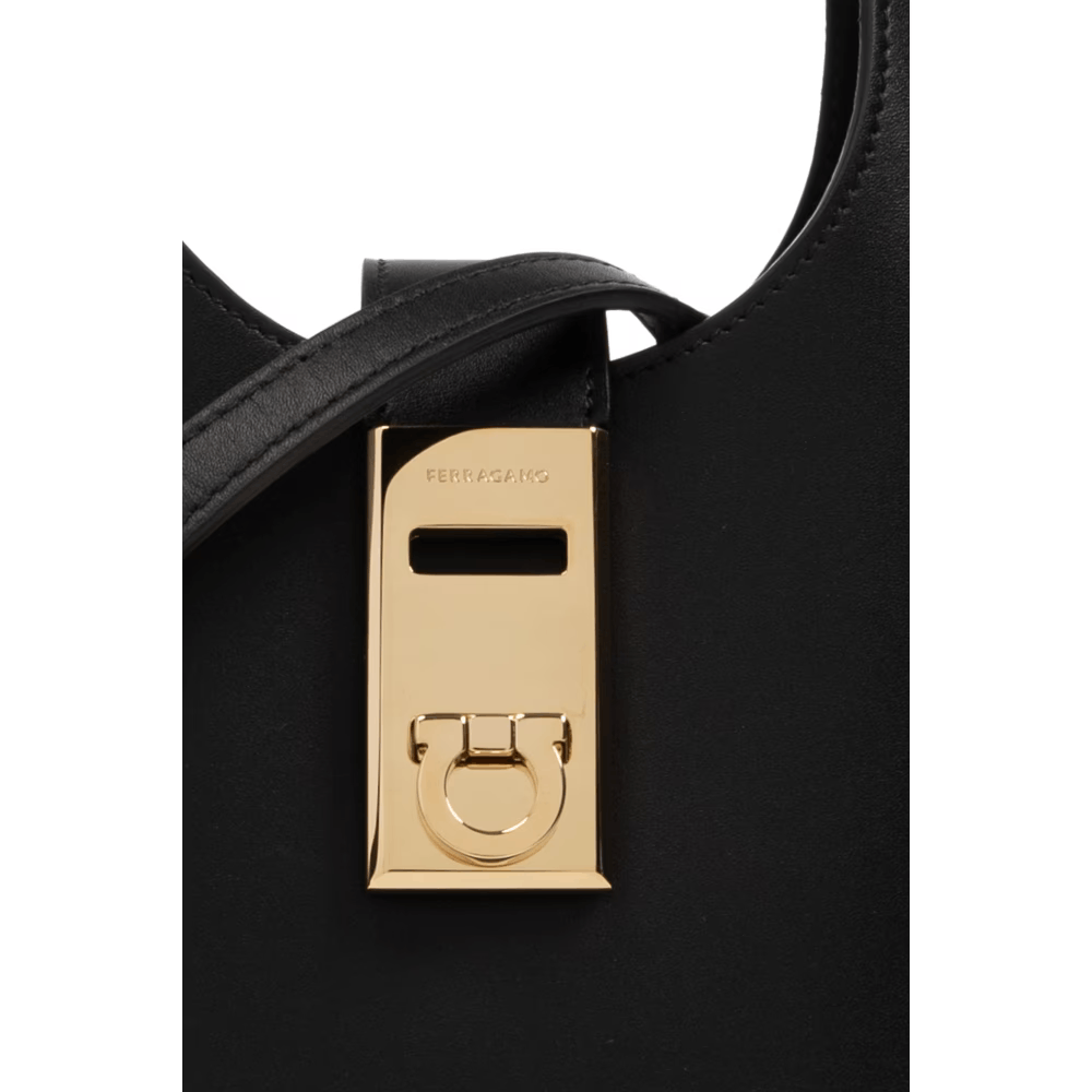 Salvatore Ferragamo o1s1rm0924 Size: OS / Leather Mini Hobo Bag in Black Size ONE SIZE - 6 Thumbnail