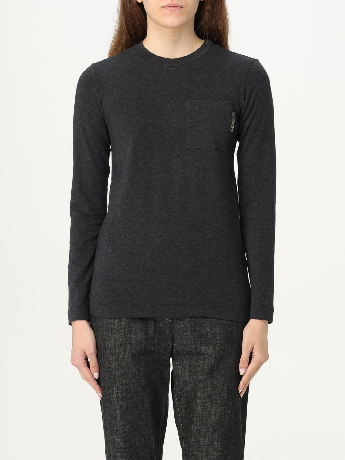 image of Brunello Cucinelli T-Shirt Woman Grey, Women's (Size XL)