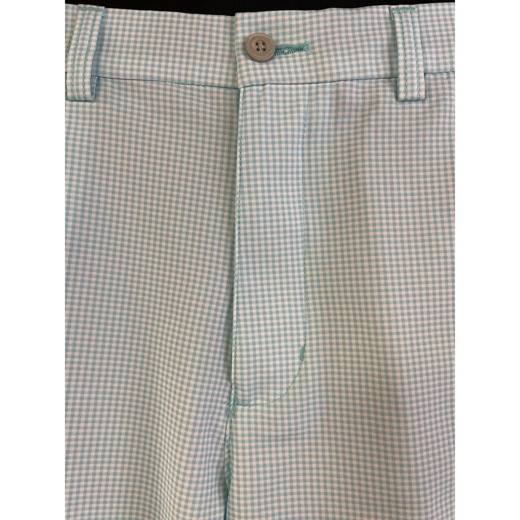 PGA Tour PGA Men Golf Aqua Blue/White Check Flat Front ShortSKU3621 Size US 34 / EU 50 - 2 Thumbnail