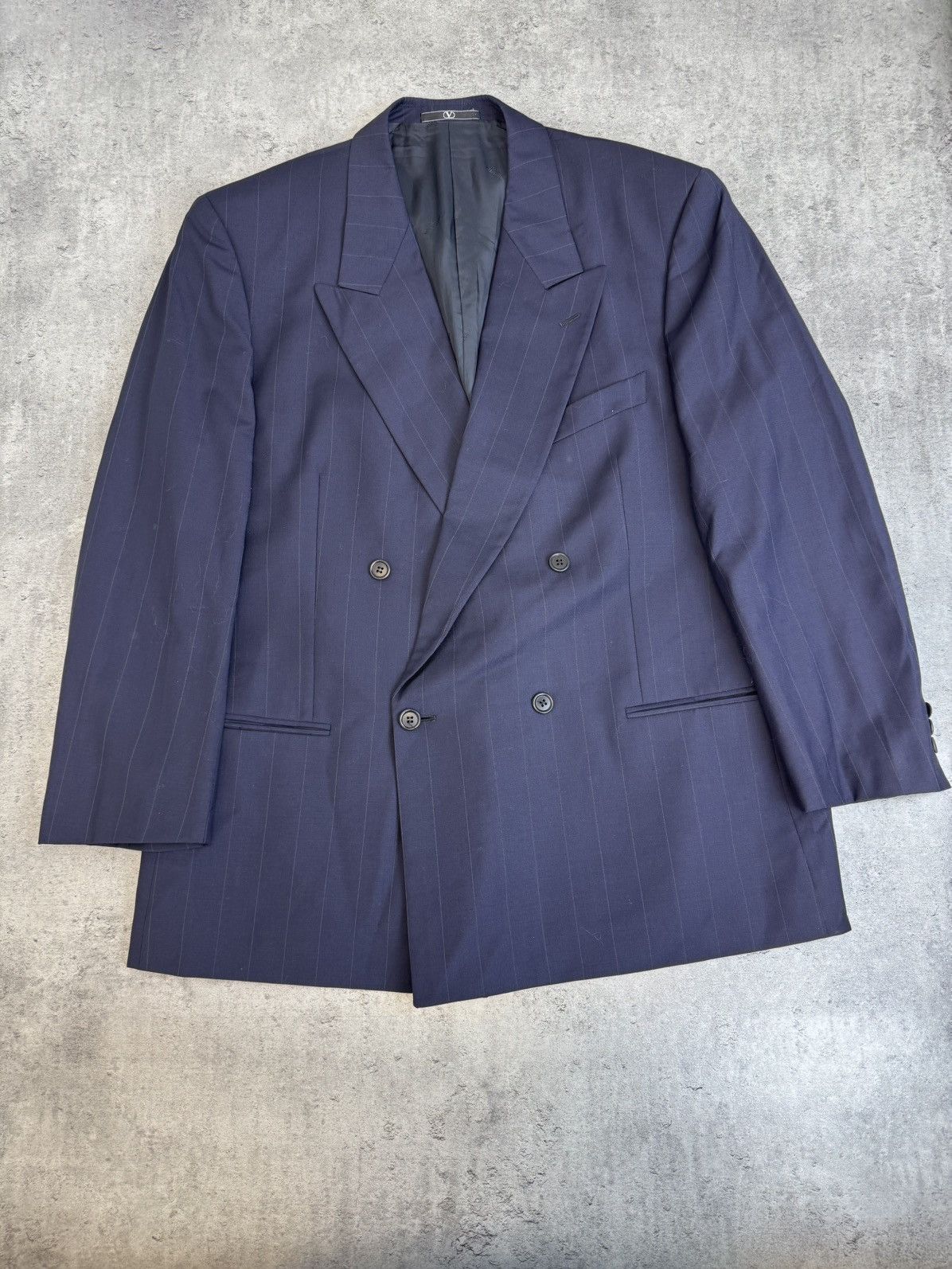 Valentino Valentino Double Breasted Pinstripe Wool Suit Vintage 90s Size 54R - 2 Thumbnail