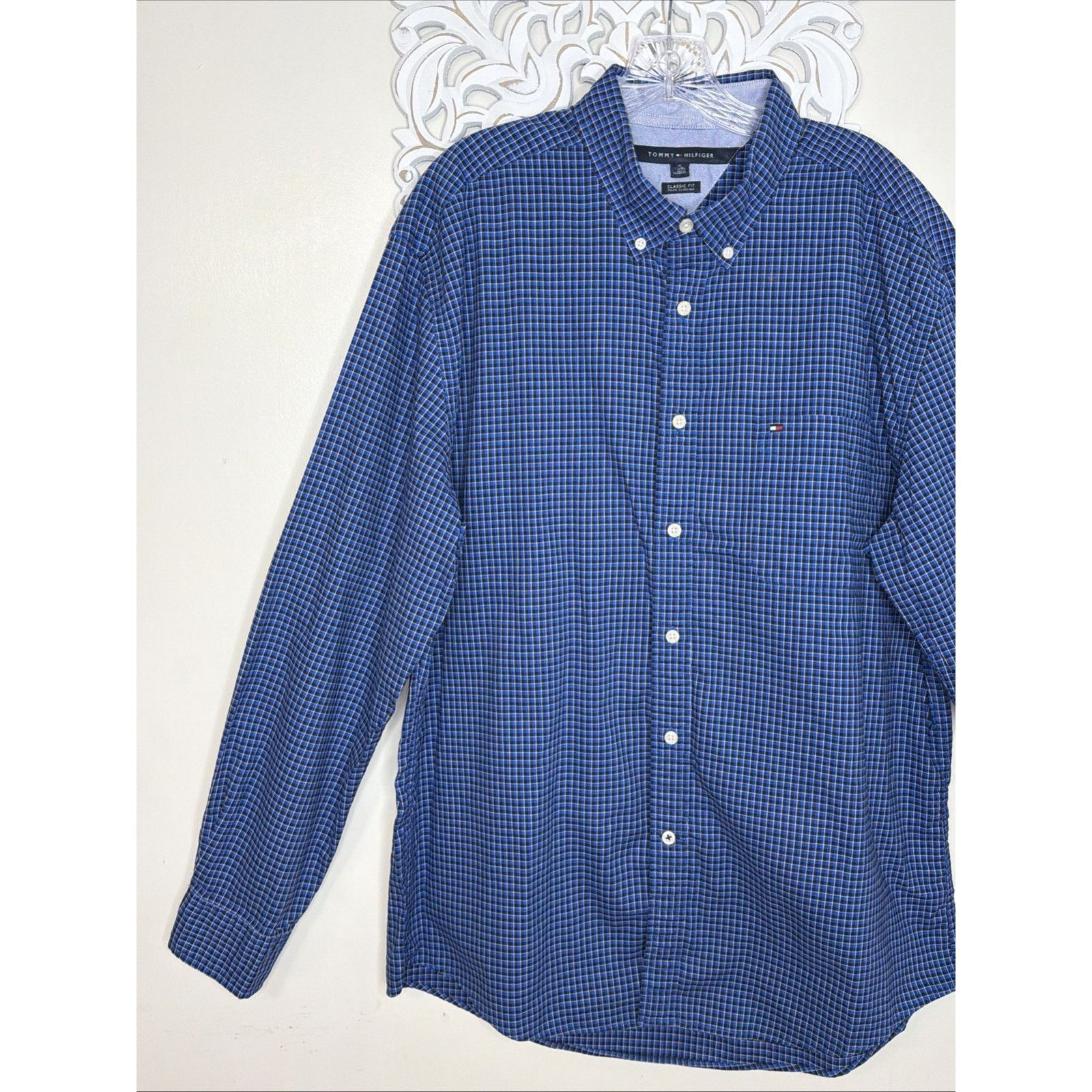 Tommy Hilfiger Tommy Hilfiger Classic Fit Micro Check XL Cotton Blue Size US XL / EU 56 / 4 - 5 Thumbnail