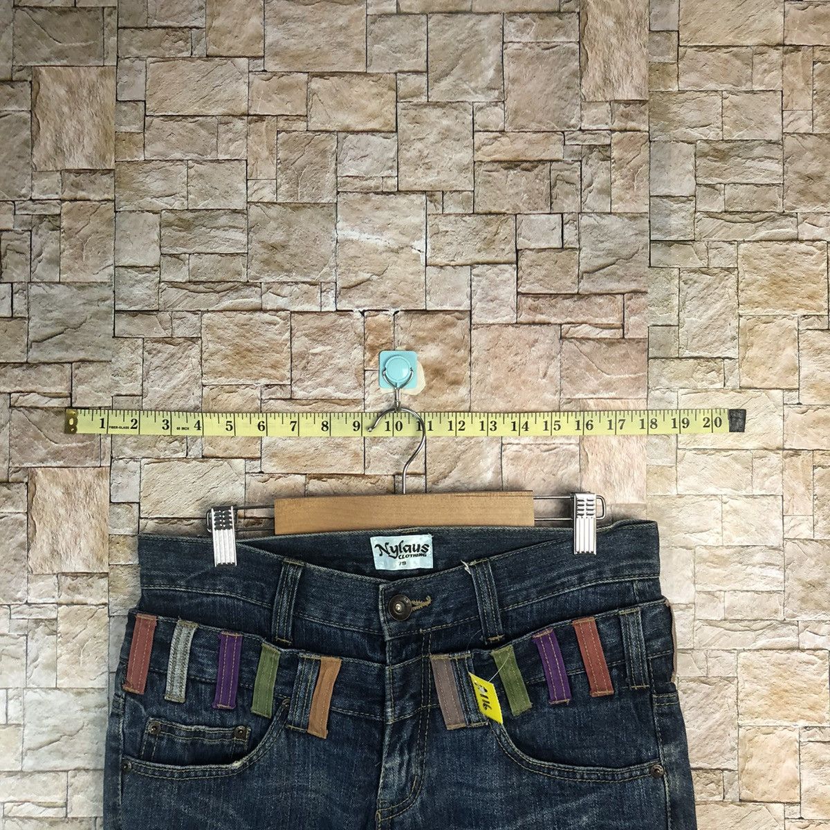 DL Nylaus Blue Double Waist streetwear Denim Pants #A116