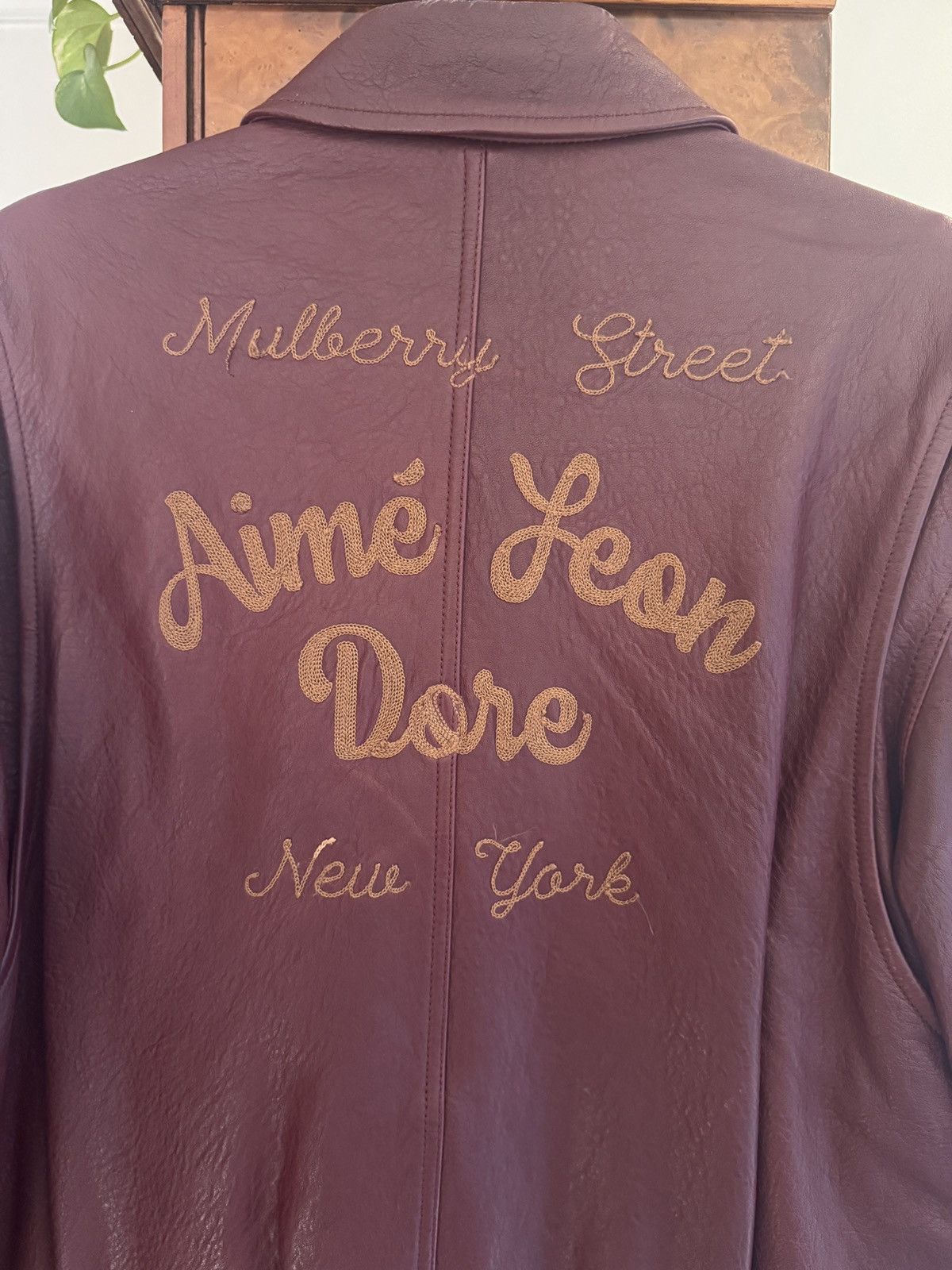 Aime Leon Dore Aime Leon Dore Burgundy Leather Jacket with Back Embroidery Size US M / EU 48-50 / 2 - 5 Thumbnail