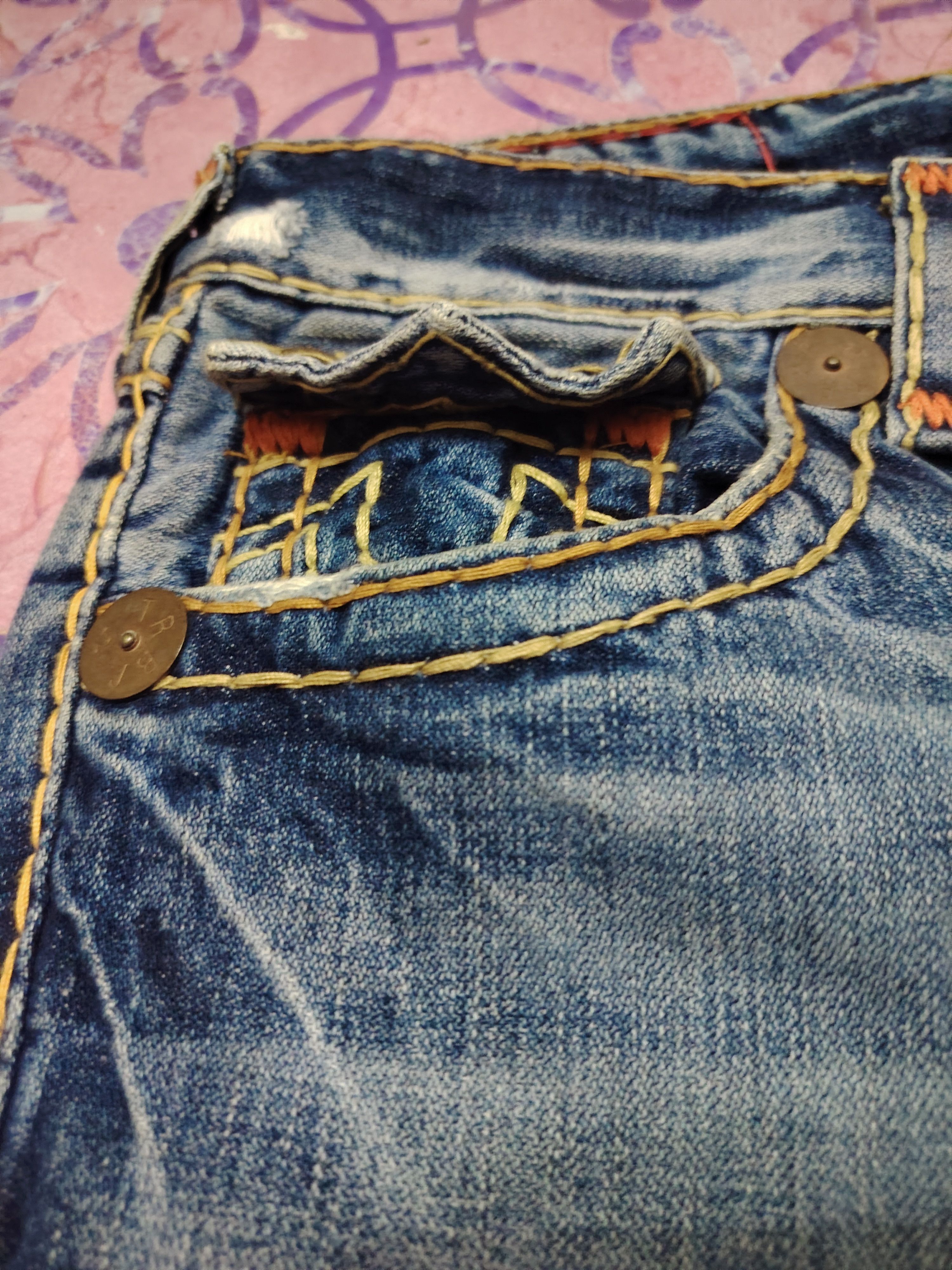 True Religion True Religion Jeans Orange Stitch Joey Super T Denim Flared Size US 31 - 5 Thumbnail