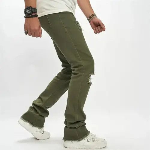 Japanese Brand Knee Holes Ripped Men Slim Fit Jean Size US 34 / EU 50 - 4 Thumbnail
