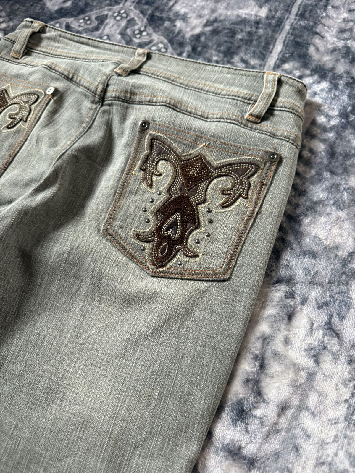 Hysteric Glamour Deux Brahmin Japan Smoke grey Low Rise Flared Jeans Size US 27 - 6 Thumbnail