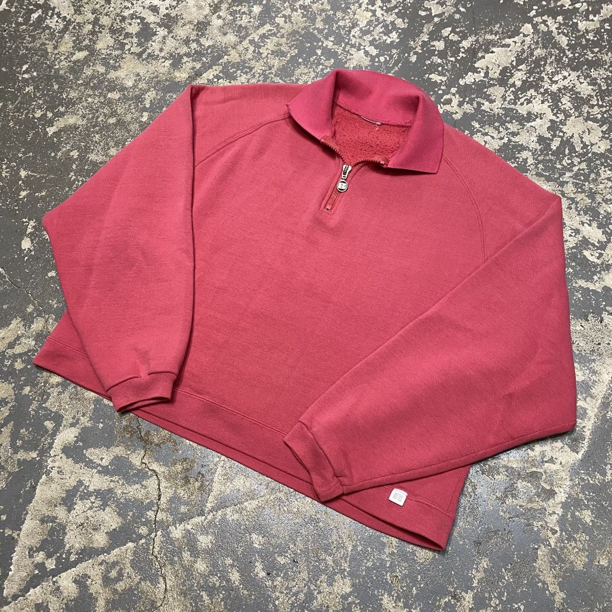 Russell Athletic × Vintage Vintage Russell Athletic Pink Cropped Boxy 1/4 Zip Crewneck Size US M / EU 48-50 / 2 - 8 Thumbnail