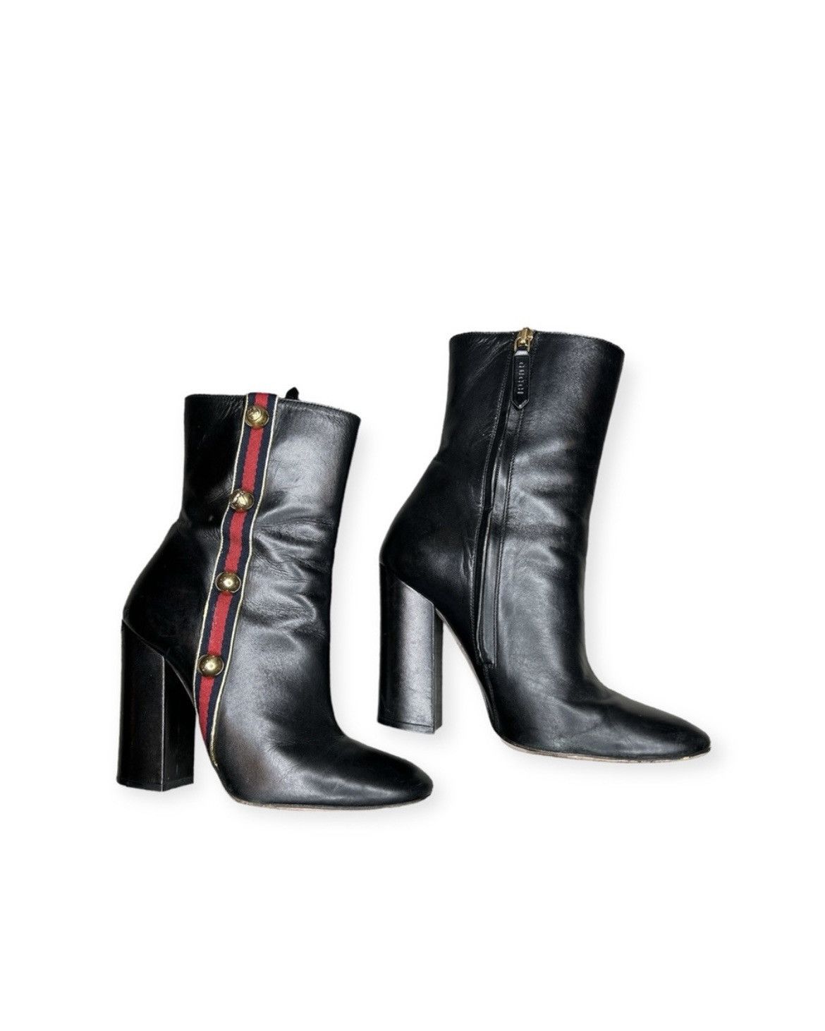 Gucci GUCCI Carly Sylvie Web Stripe Black Ankle Boots EU 38 US 8 Size US 8 / IT 38 - 2 Thumbnail