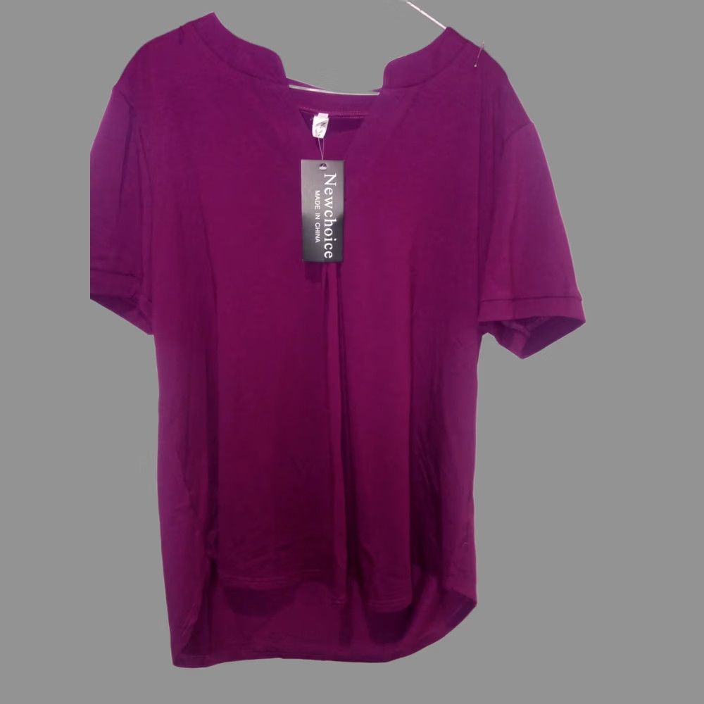 Vintage Newchoice Women Purple Short Sleeve Henley NWT XL Shirt M Size 32" / US 10 / IT 46 - 1 Thumbnail