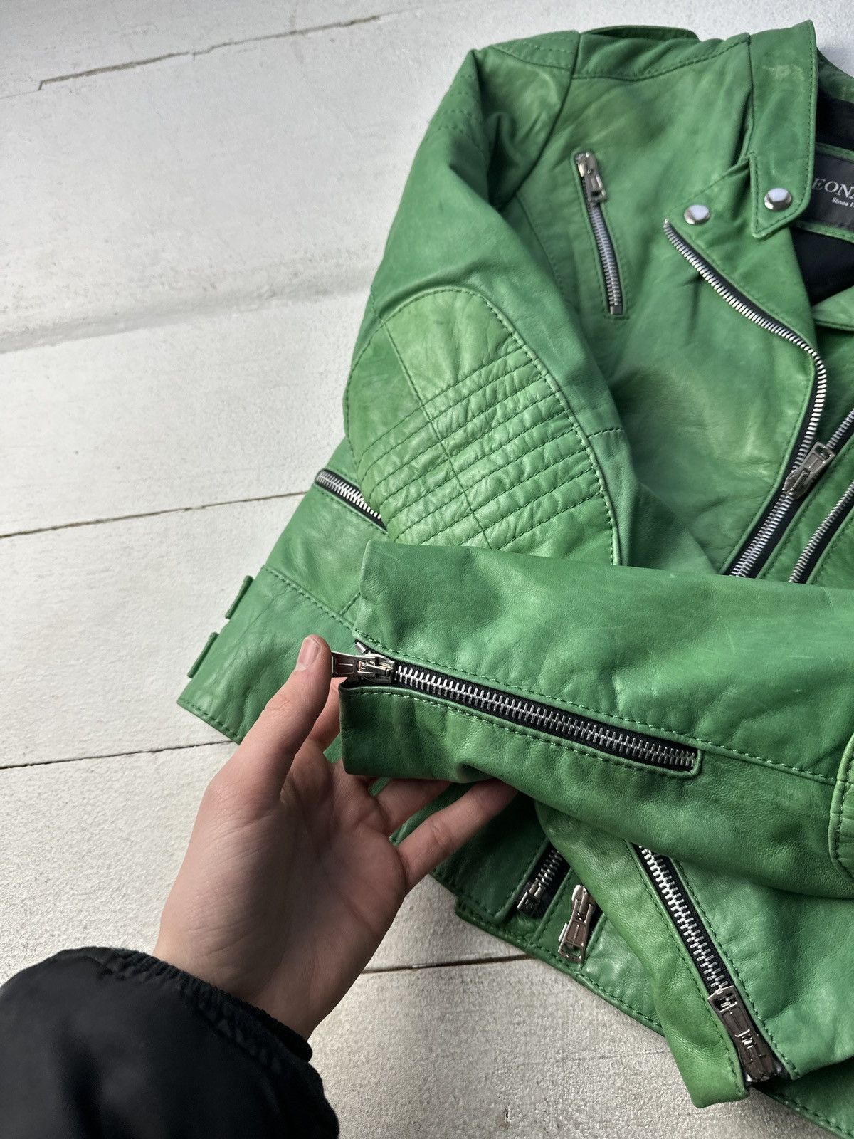 Other 🚨Y2K RICK OWENS TYPE DIRTY SLIM FIT ZIP LEATHER JACKET Size S / US 4 / IT 40 - 7 Thumbnail