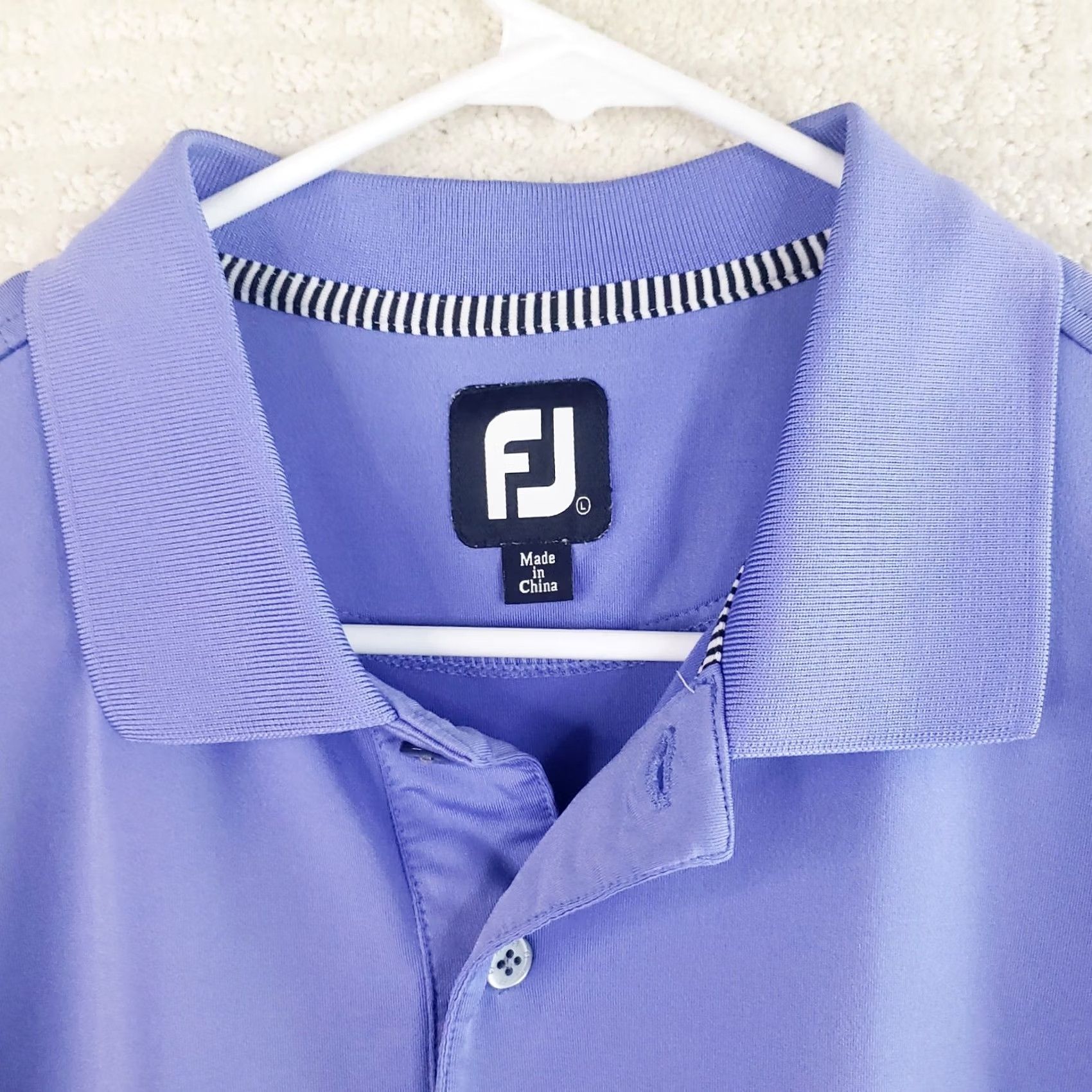 Footjoy FootJoy Polo Shirt Mens L Purple & Gray Striped Golf Performance Stretch Shirt Size US L / EU 52-54 / 3 - 6 Thumbnail