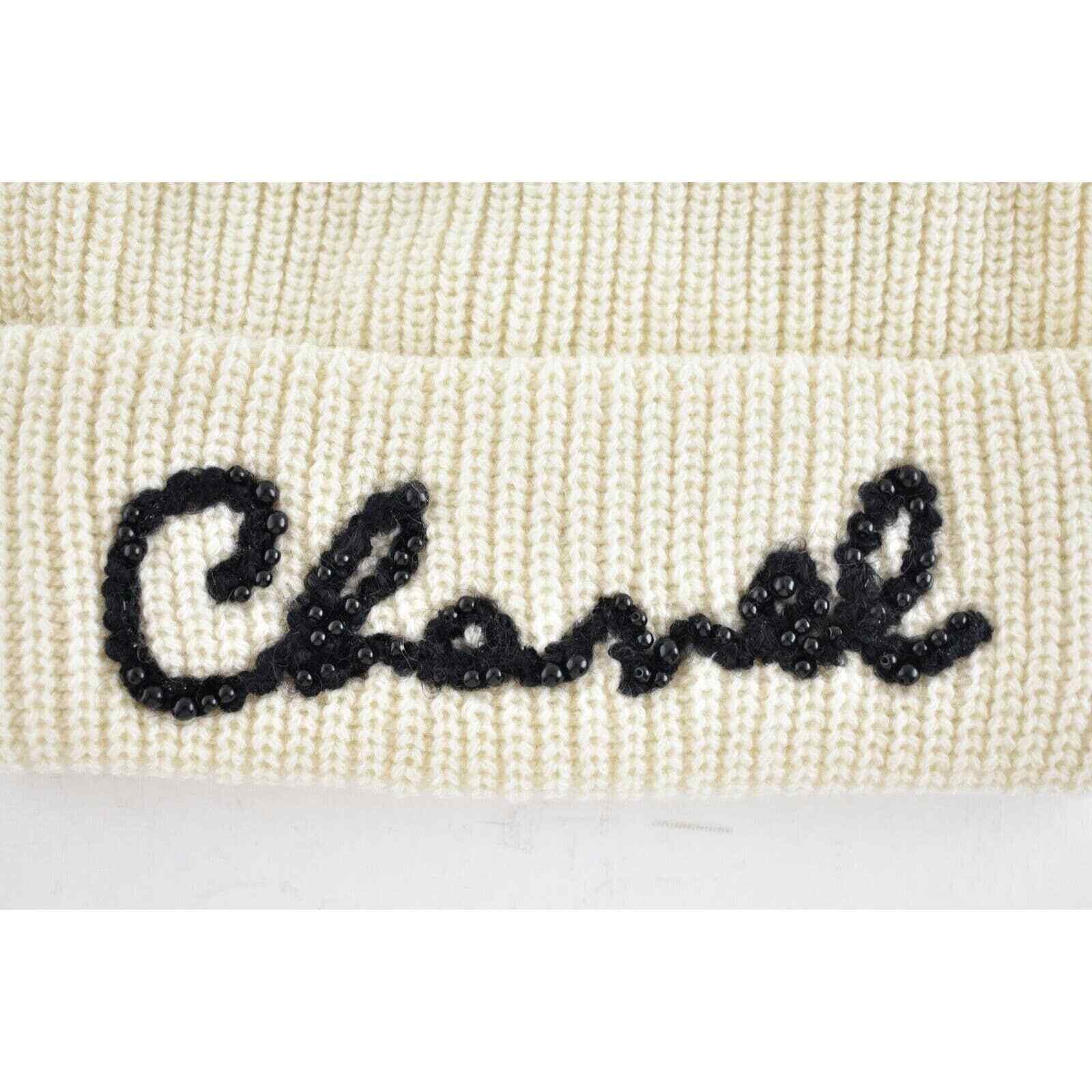 Chanel Chanel Black Pearl White CC Script Logo Beanie Winter Hat Size ONE SIZE - 3 Thumbnail
