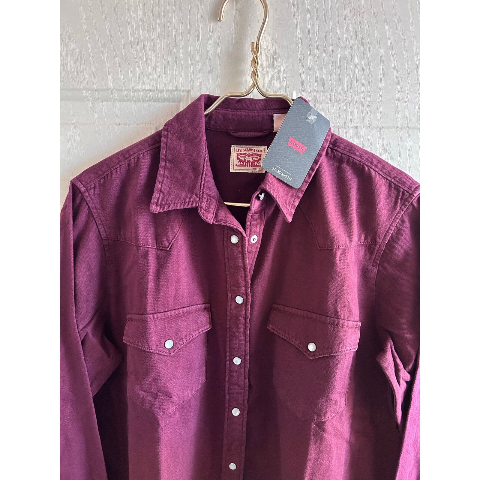Levi's New Women’s Levi’s Collared Jean Shirt Snap Buttons Large Size L / US 10 / IT 46 - 3 Thumbnail