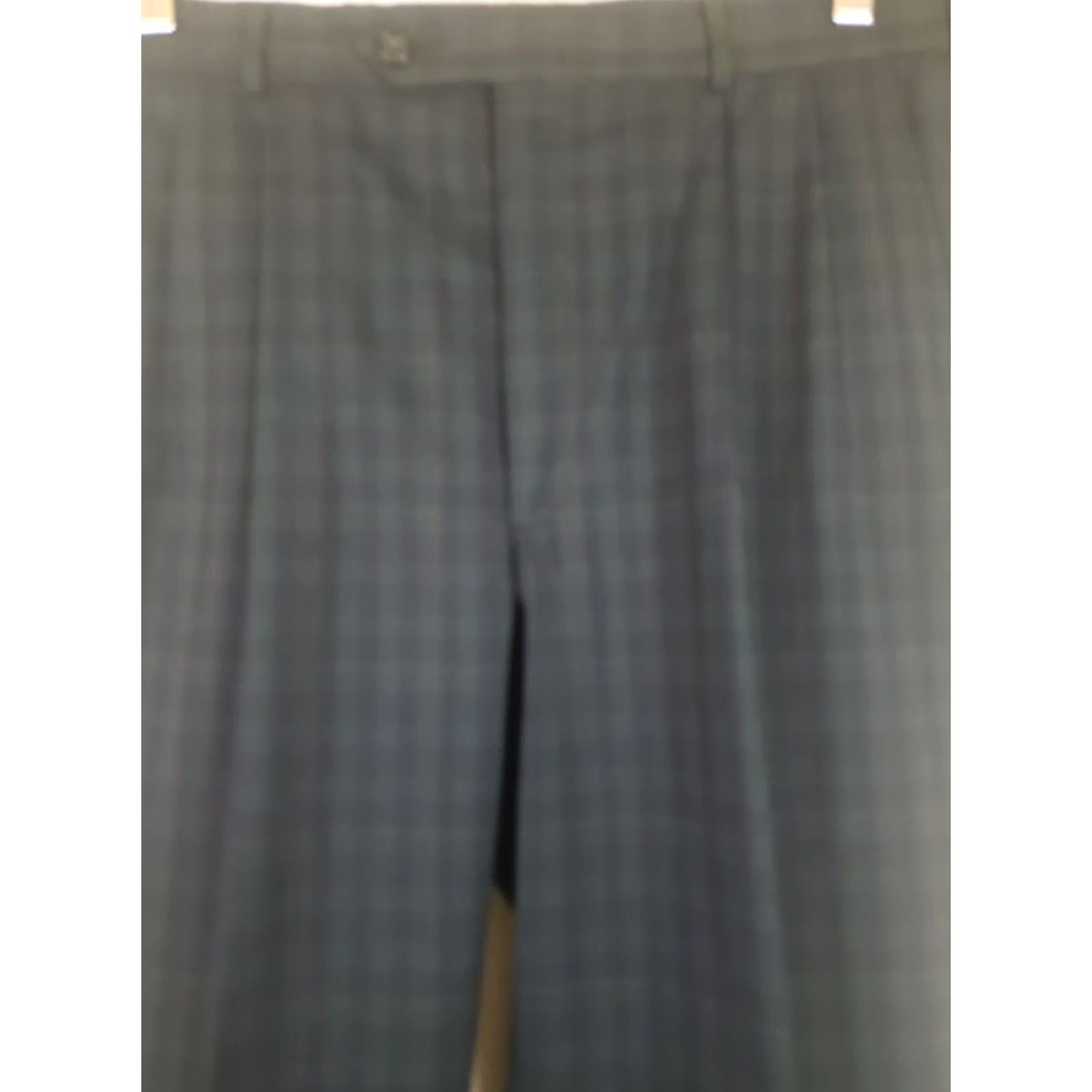 Vintage Mens Corbin Scottish Tartans Pants Green Blue Plaid Wool Casual Flat Front Straight Leg 32X27.5" Size US 32 / EU 48 - 3 Thumbnail