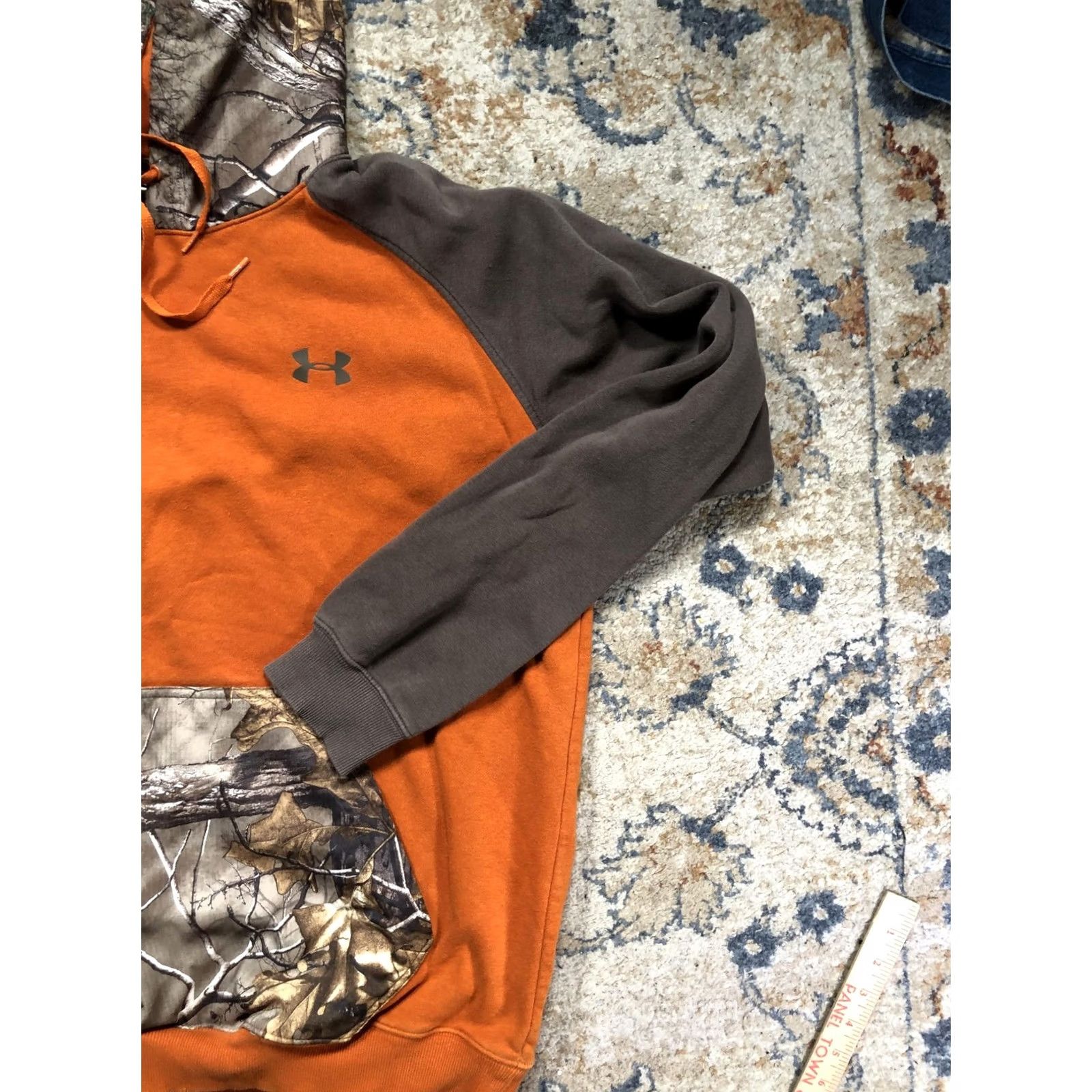 Under Armour Under Armour Hoodie Mens XL Orange Camouflage Fleece Kangaroo Pocket Logo Pullover Crew Neck Hooded Size US XL / EU 56 / 4 - 5 Thumbnail