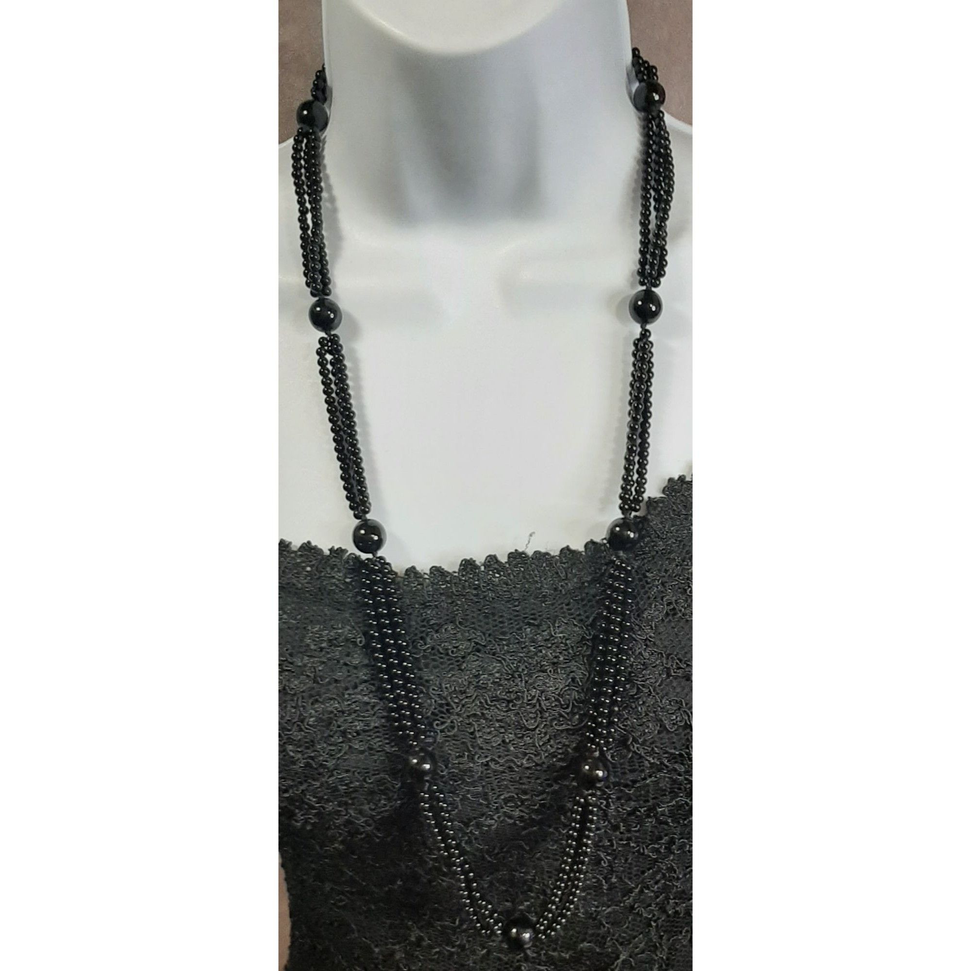 Other Black Beaded Gothic Glass Necklace Elegant Multi-Strand Desi Size ONE SIZE - 1 Thumbnail
