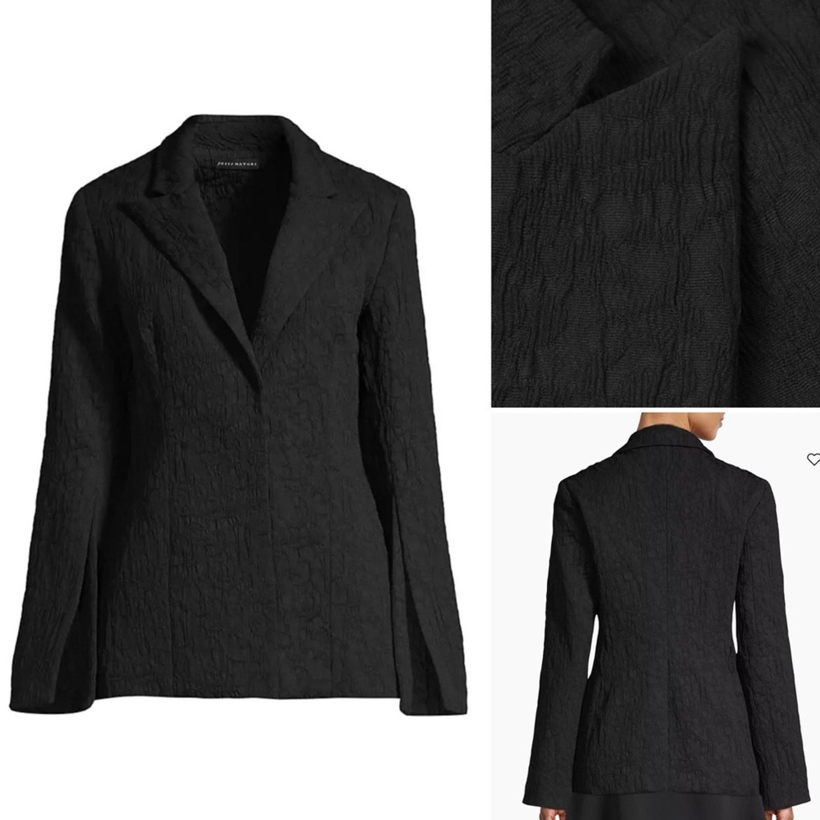 Other Josie Natori $895 Textured Split Sleeve Black Blazer 6 EUC Size M / US 6-8 / IT 42-44 - 3 Thumbnail