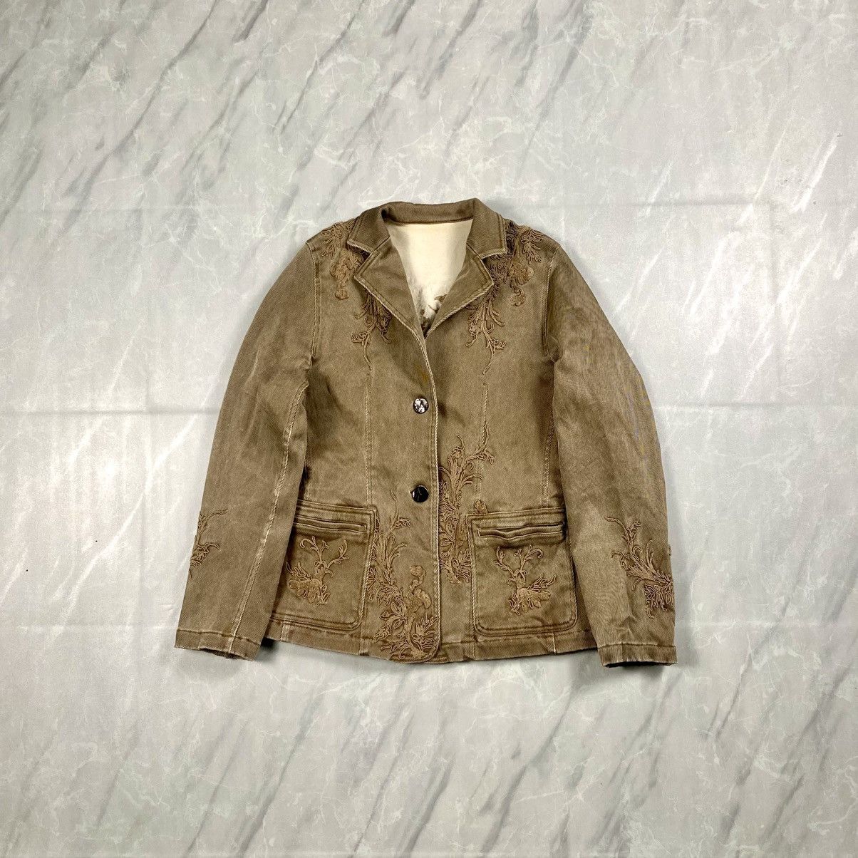 Japanese Brand Vintage Monchez Embroidery Floral Goth Blazer Jacket Size S / US 4 / IT 40 - 1 Thumbnail