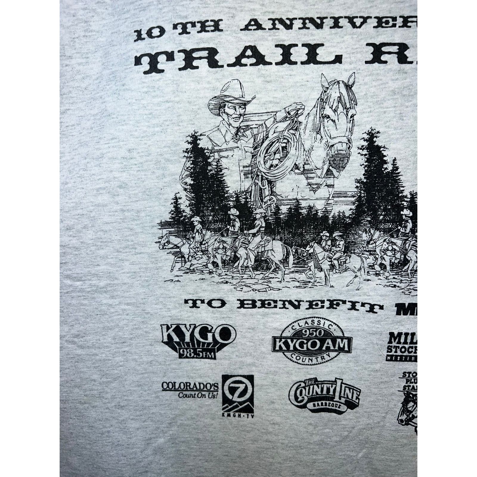 Fruit Of The Loom Vintage Trail Ride Shirt Cowboy Horse Gray Graphic Large 90s Size US L / EU 52-54 / 3 - 2 Thumbnail