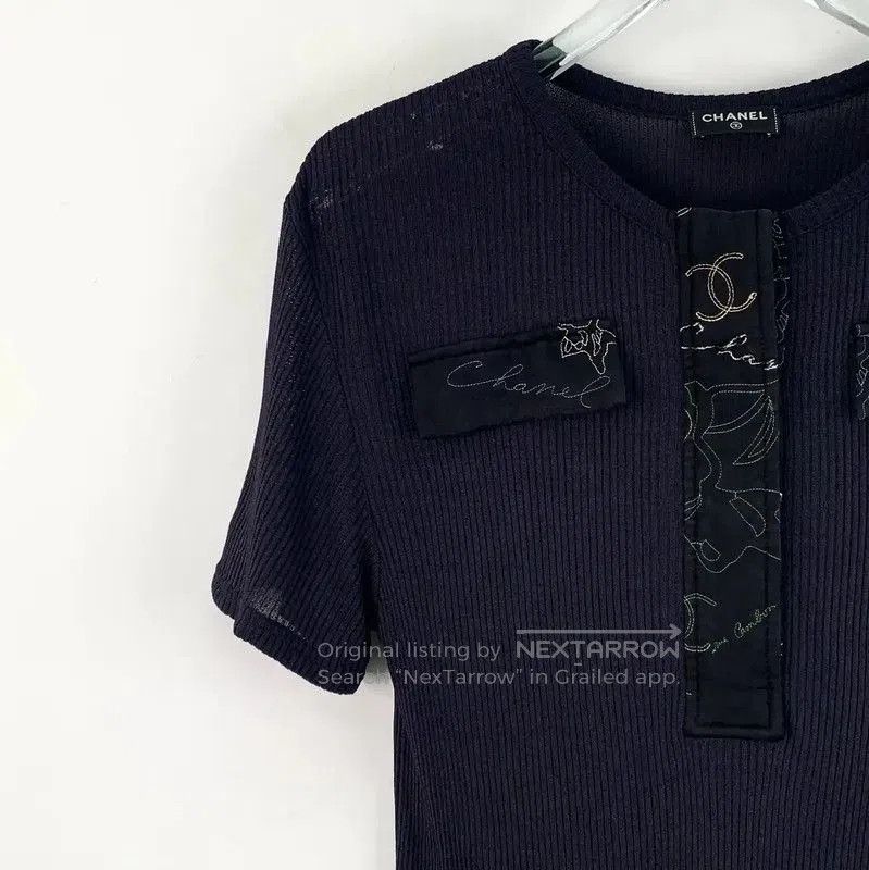 Chanel Chanel Black Ribbed T-shirt for Women . Size XS / US 0-2 / IT 36-38 - 3 Thumbnail