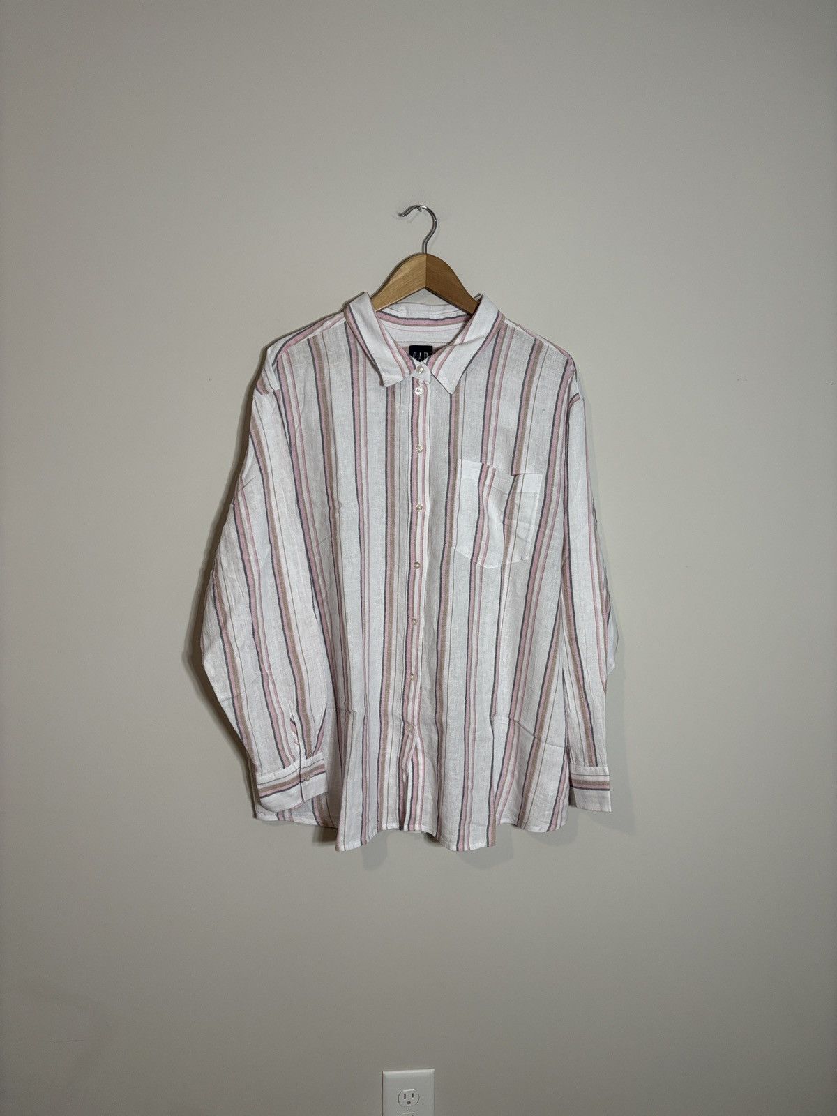 Gap Gap Linen Blend Striped Button Up Shirt XXL NWT Size US XXL / EU 58 / 5 - 2 Thumbnail
